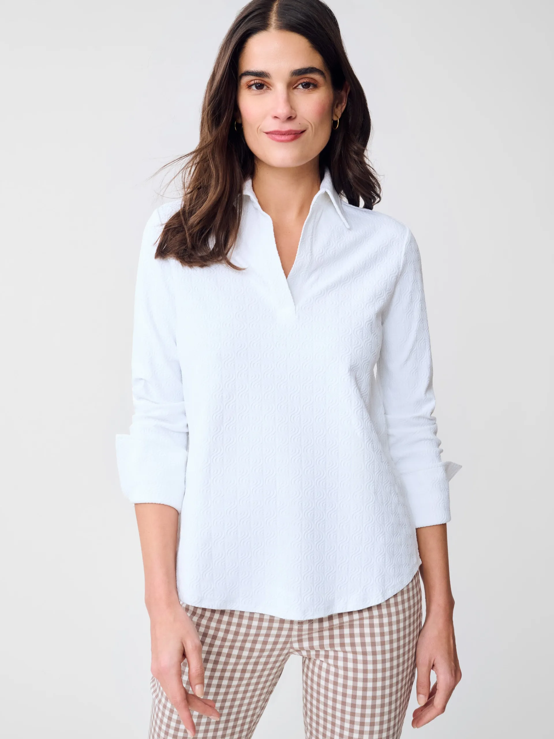 J.McLaughlin Alfie Tunic in Riptide Jacquard White Discount