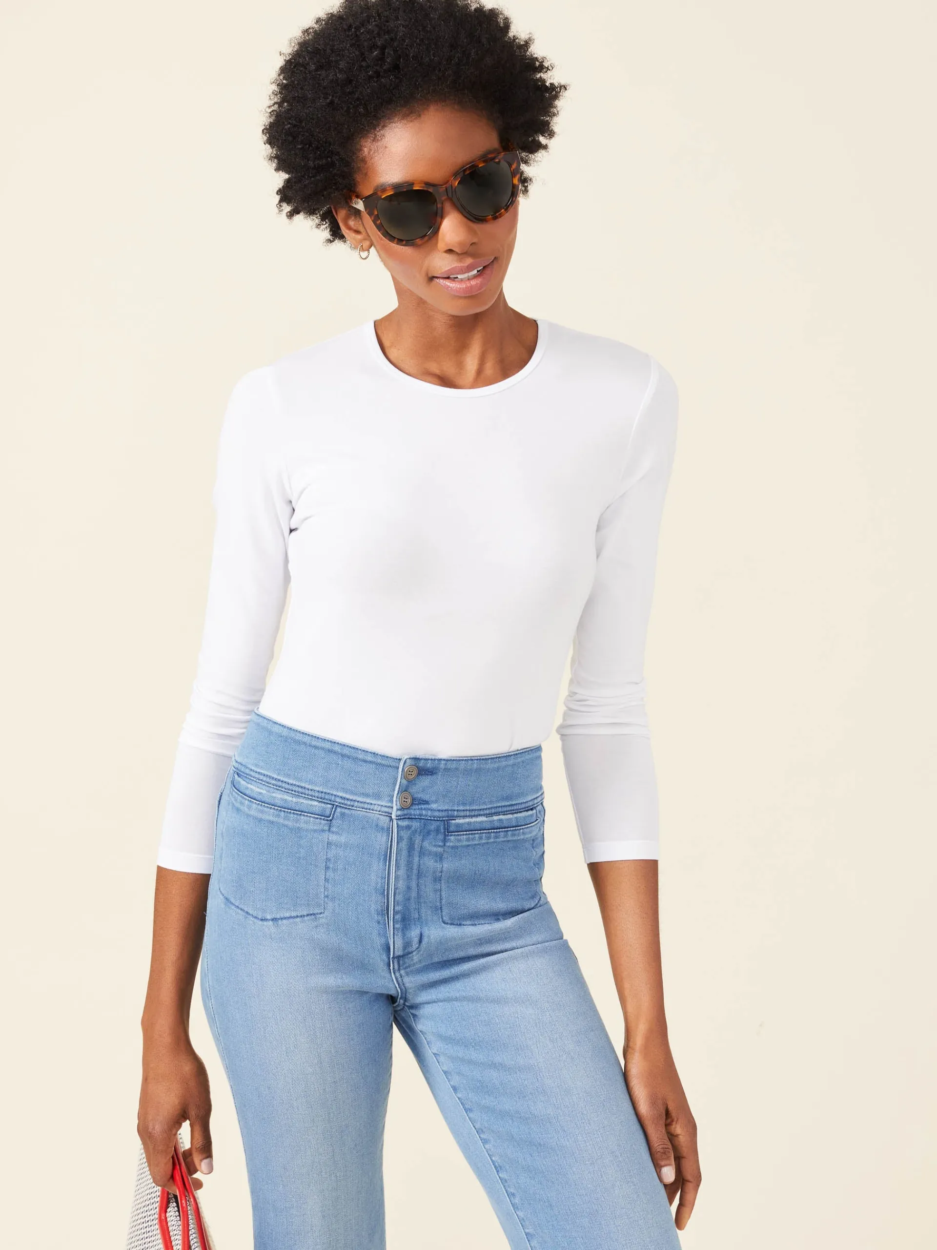 J.McLaughlin Allie Long Sleeve Tee White Shop