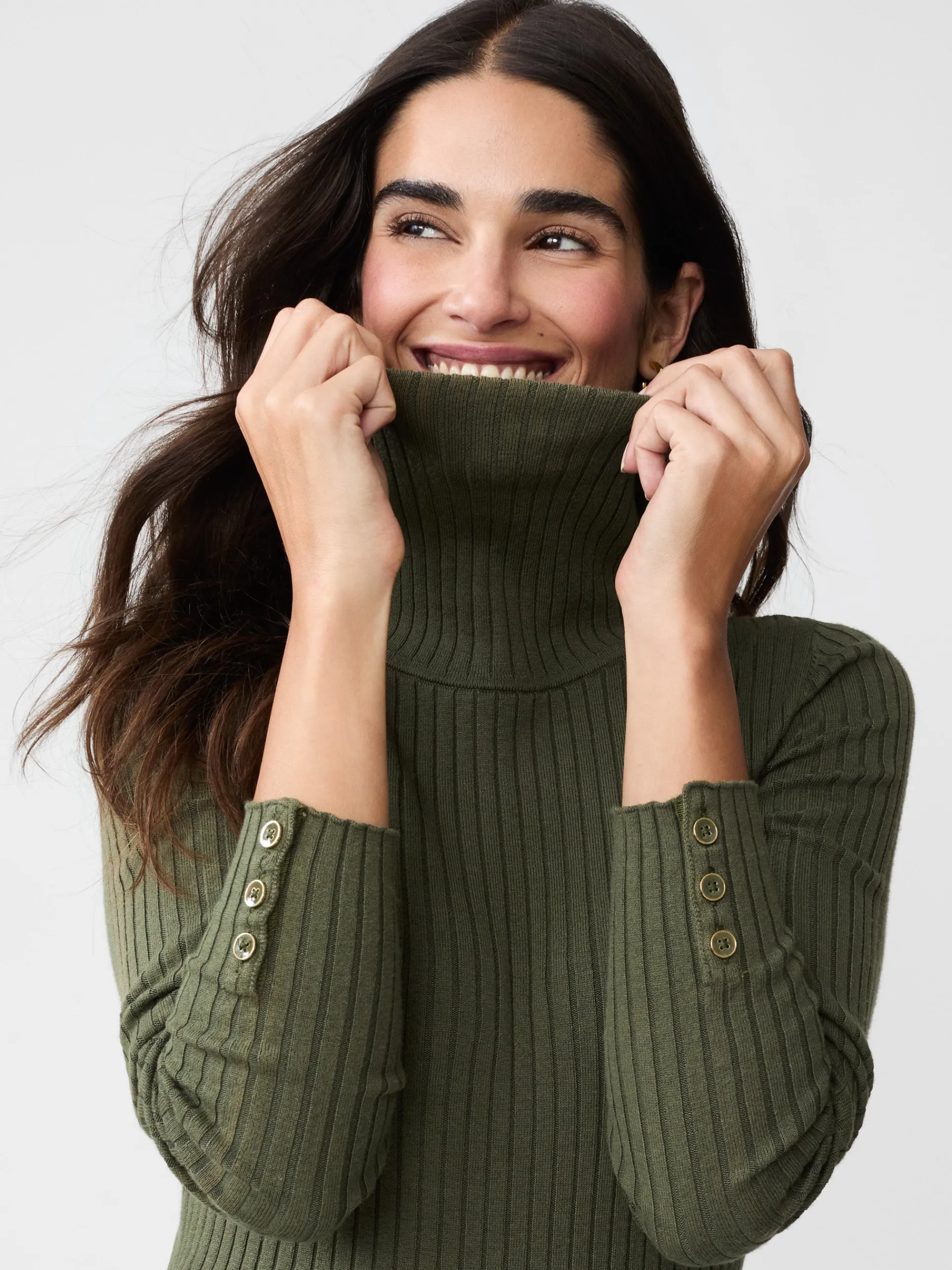 J.McLaughlin Arlette Turtleneck OliveGreen Flash Sale