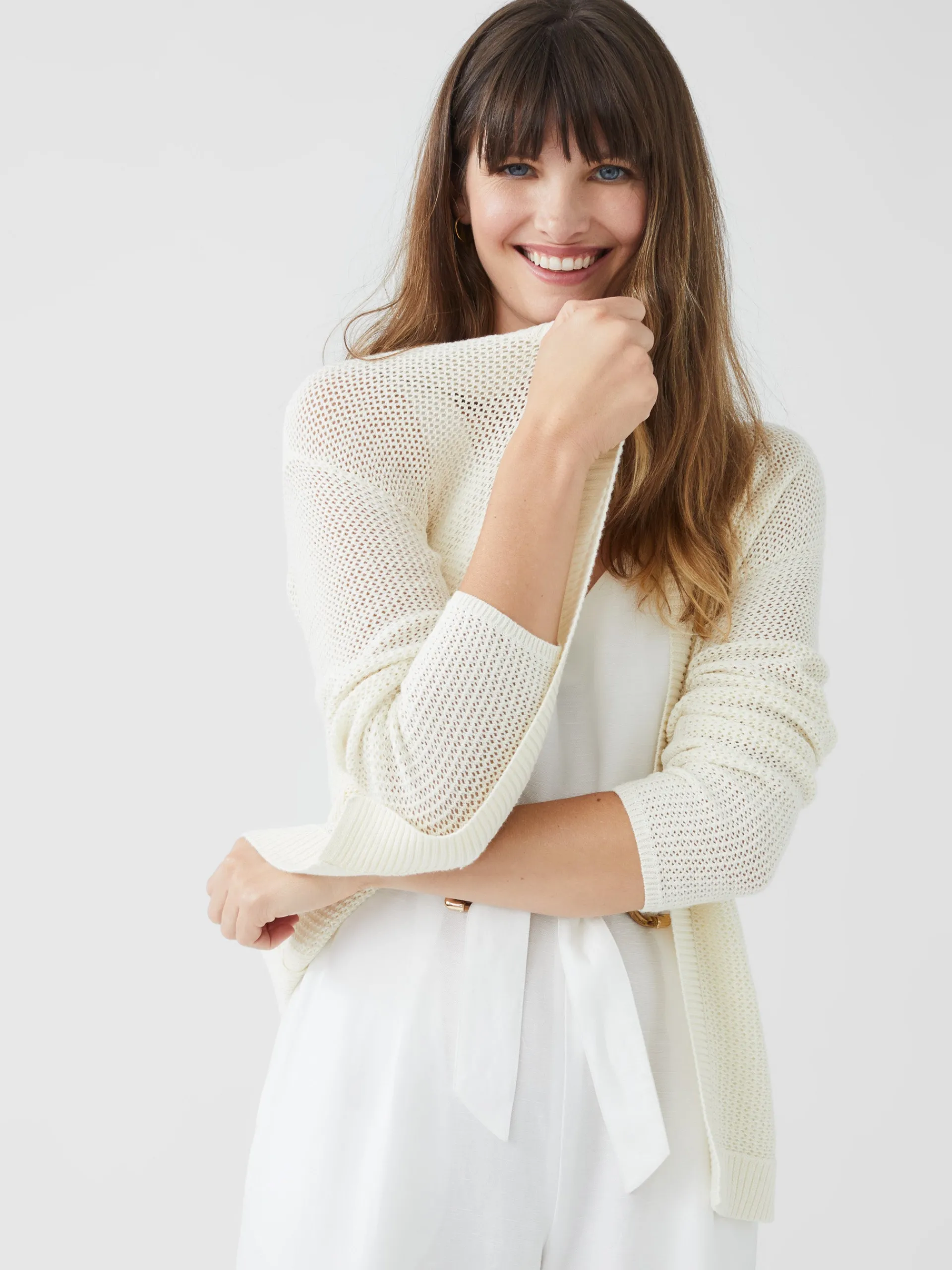 J.McLaughlin Bristol Cardigan EgretWhite Cheap