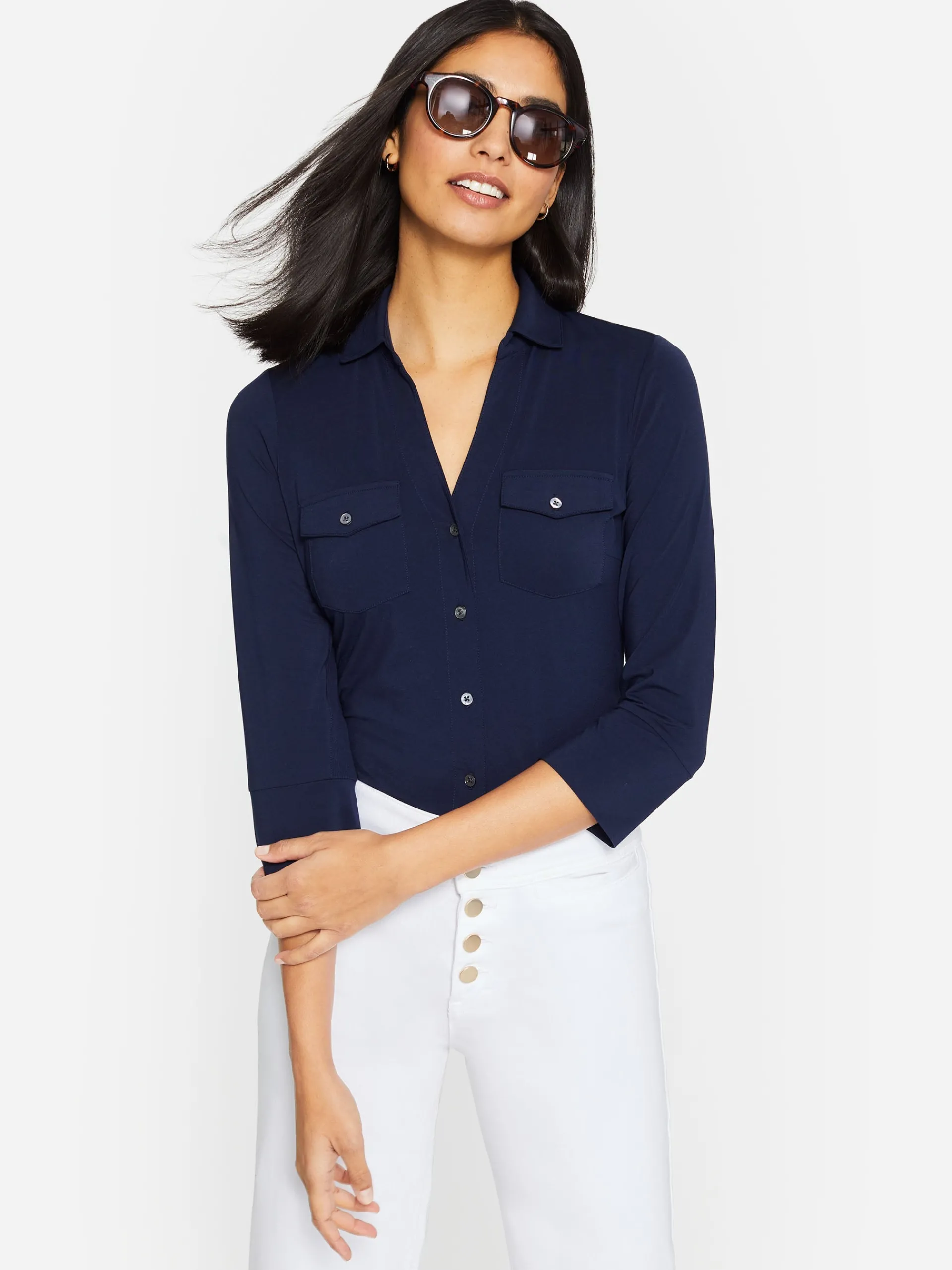 J.McLaughlin Brynn Lyford Jersey Shirt WinterNavy Flash Sale