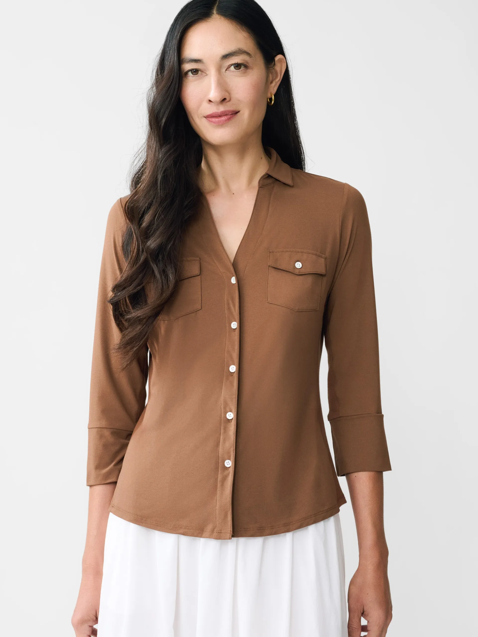 J.McLaughlin Brynn Lyford Jersey Shirt Acorn New