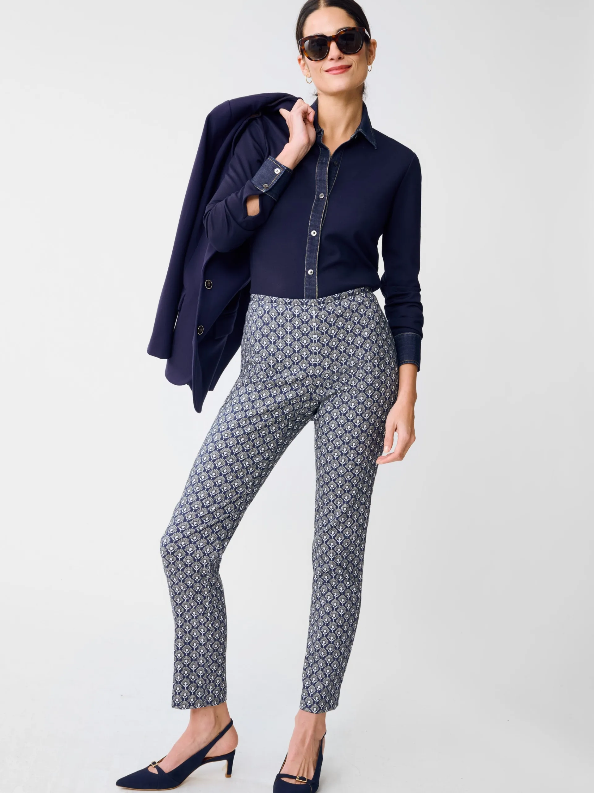 J.McLaughlin Calliope Pants in Folk Blooms Navy/OffWhite Cheap