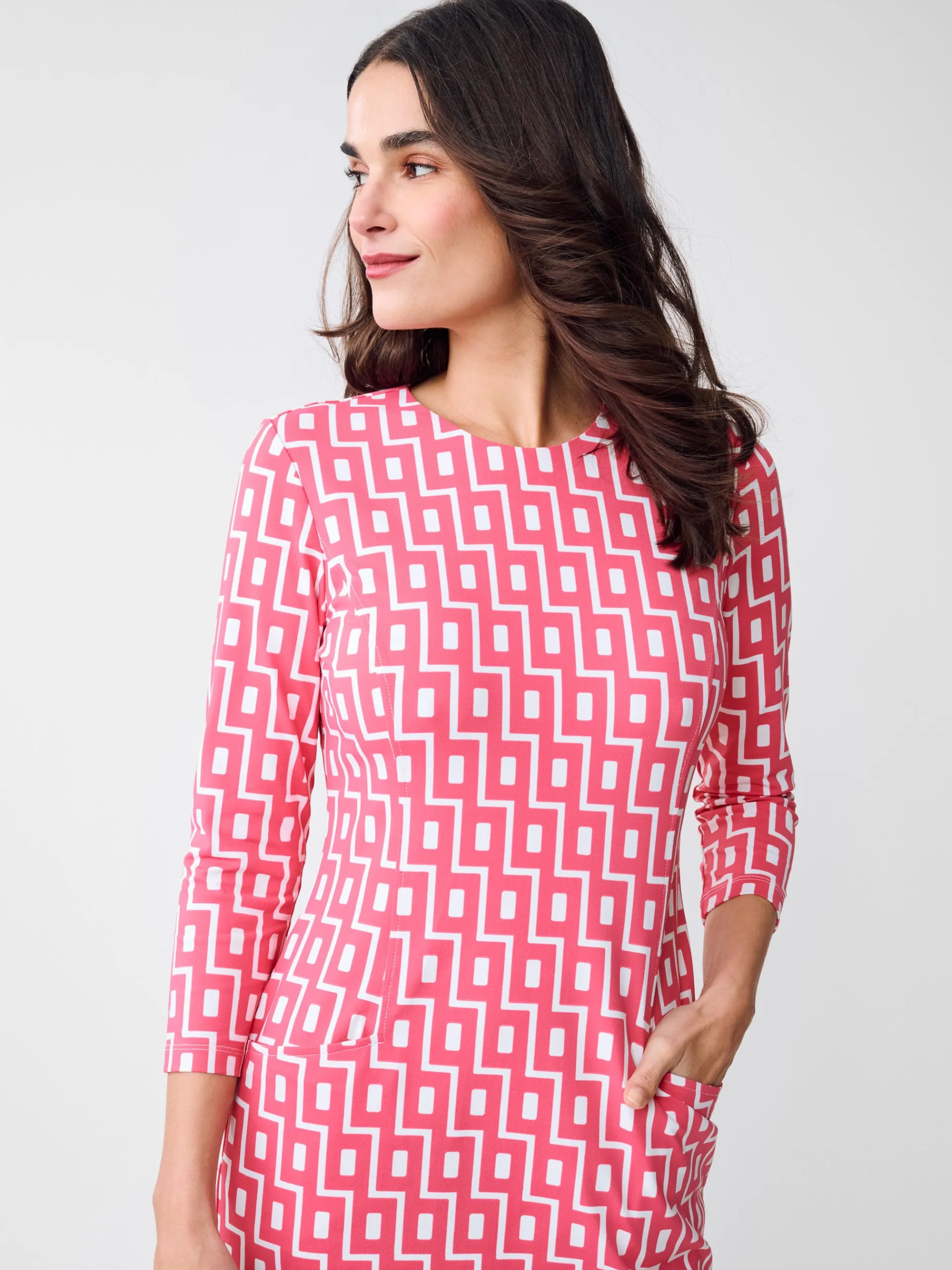 J.McLaughlin Catalyst Dress in City Windows Pink/OffWhite Shop