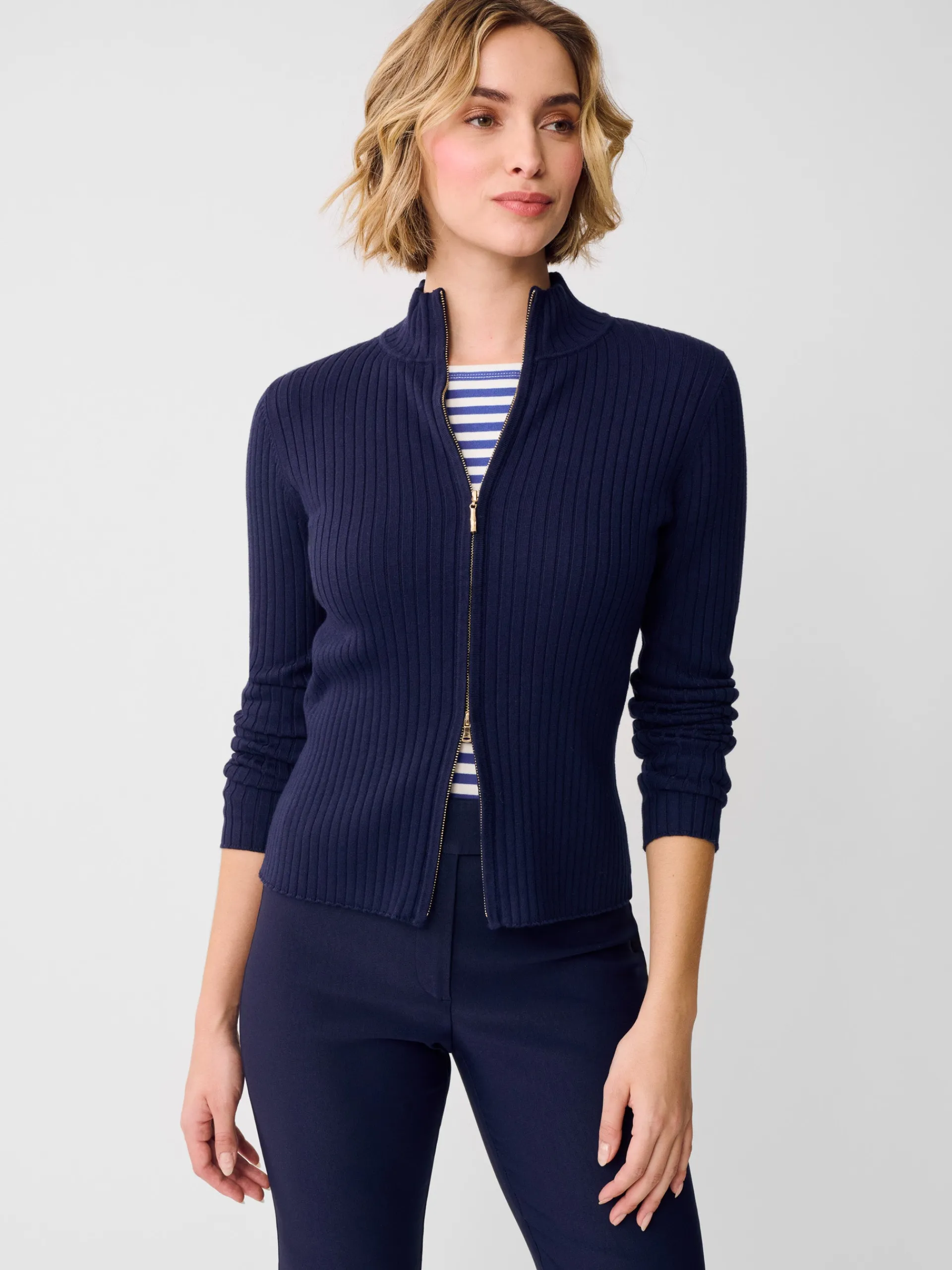 J.McLaughlin Clemence Zip Cardigan Navy Sale