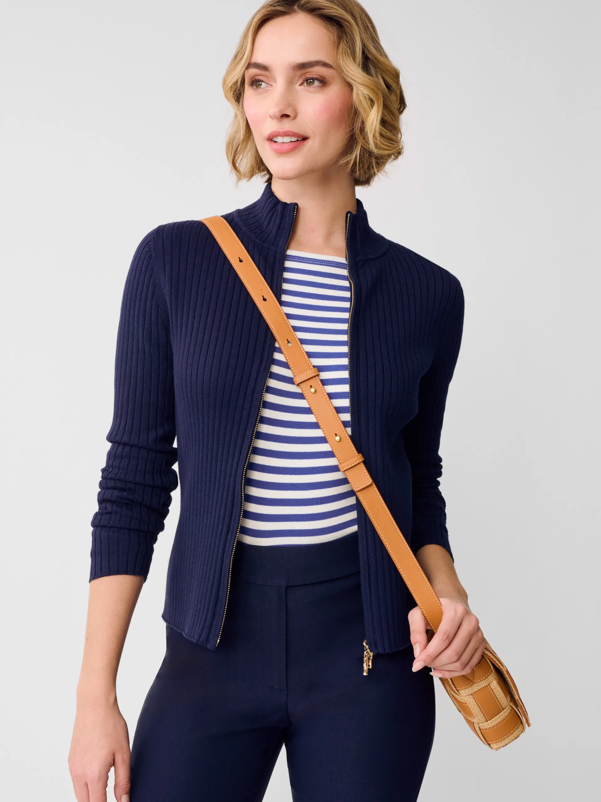 J.McLaughlin Clemence Zip Cardigan Navy Sale