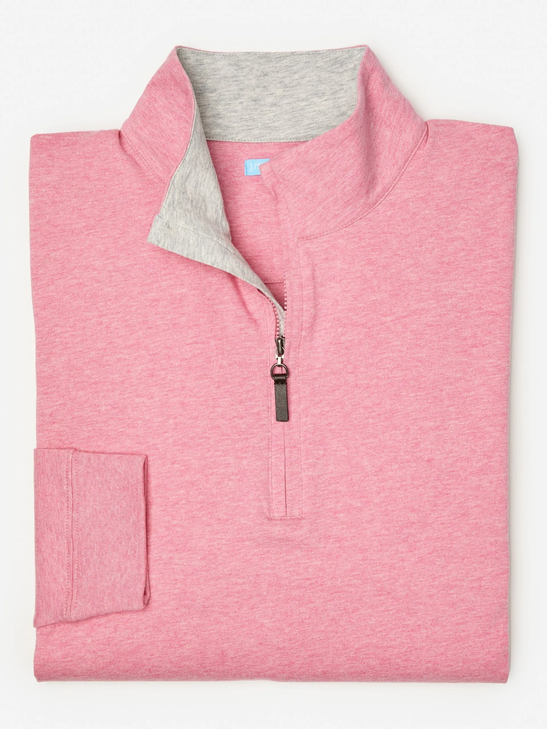 J.McLaughlin Clermont Cotton 1/4 Zip HeatherPink Best Sale