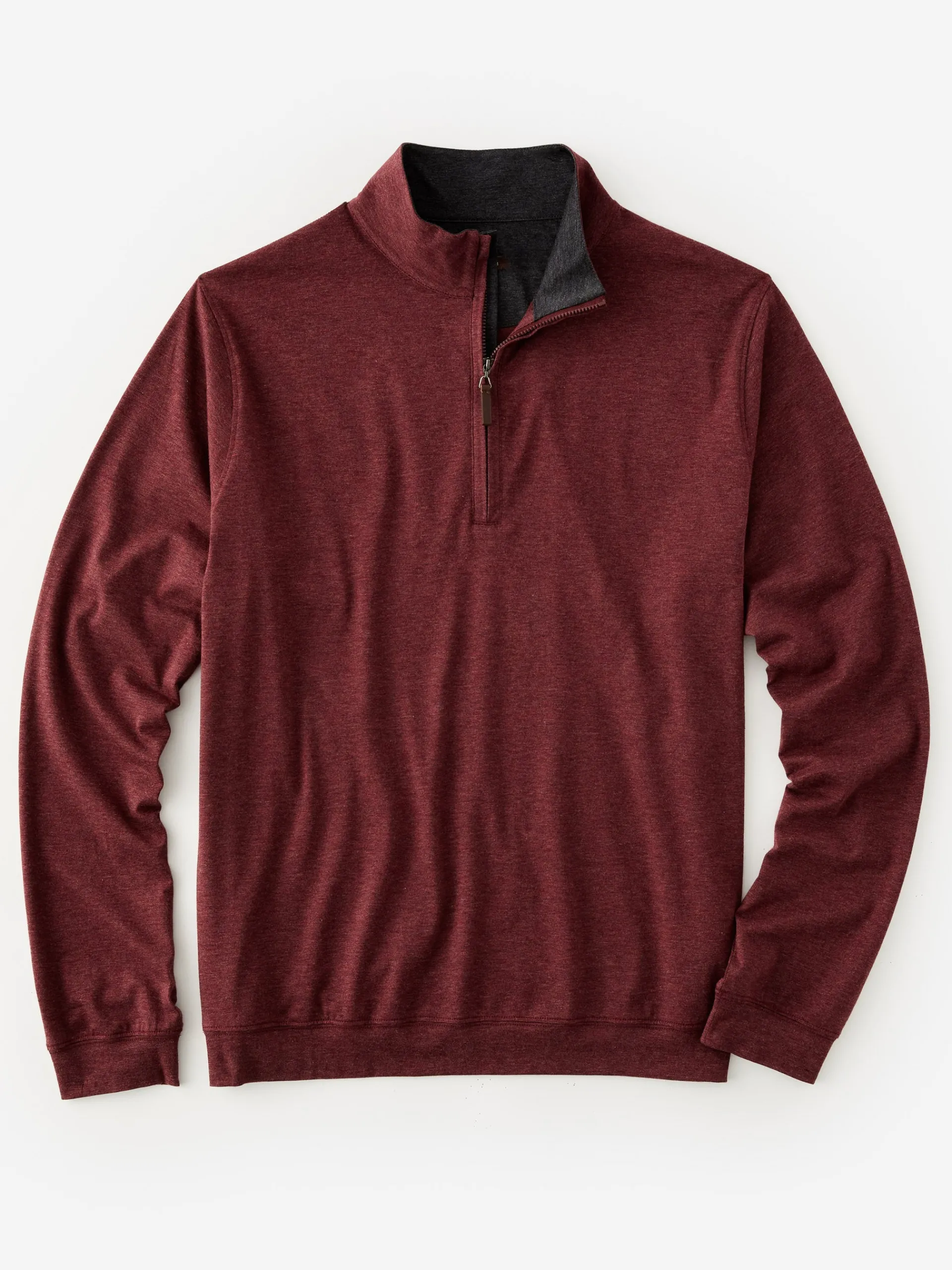 J.McLaughlin Clermont Cotton 1/4 Zip HeatherBurgundy Cheap