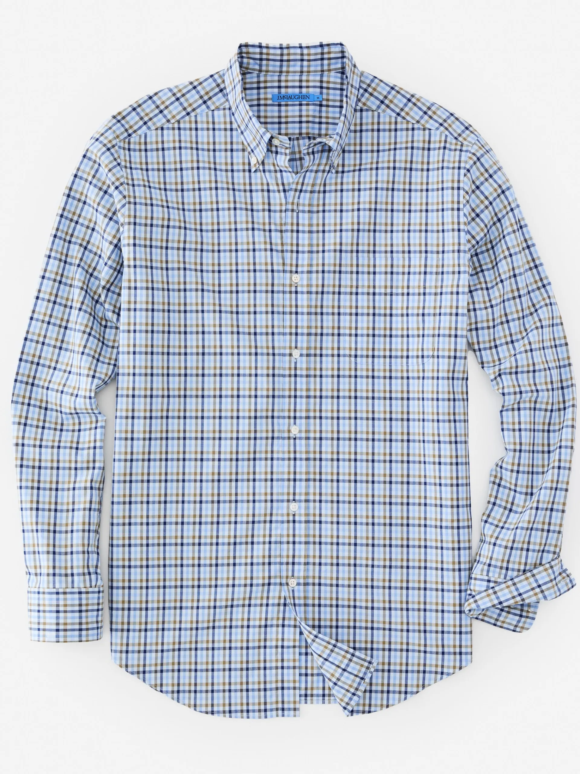 J.McLaughlin Collis Classic Fit Shirt in Check Navy/Brown/LightBlue Fashion