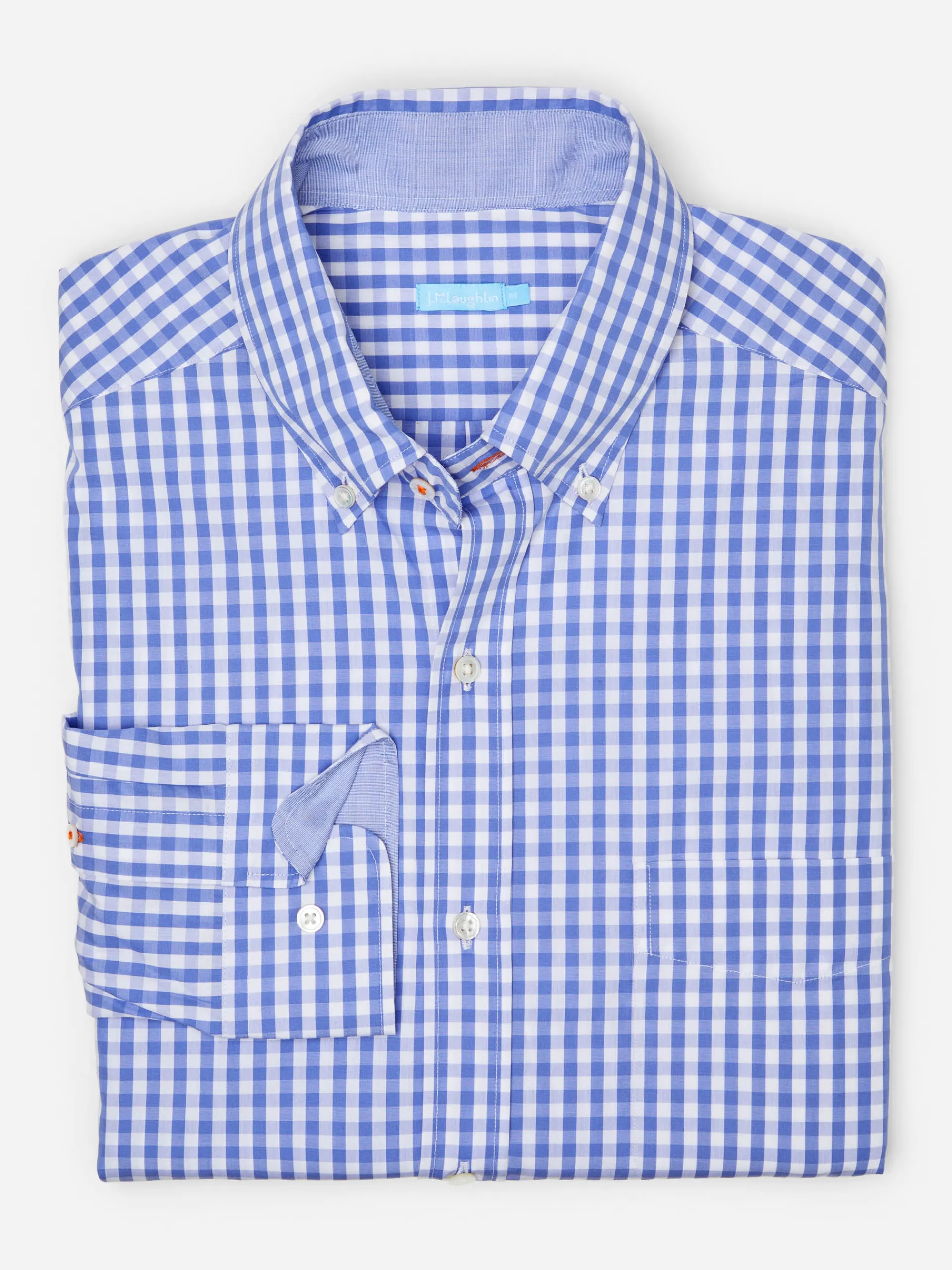 J.McLaughlin Collis Classic Fit Shirt in Gingham Blue/White Store