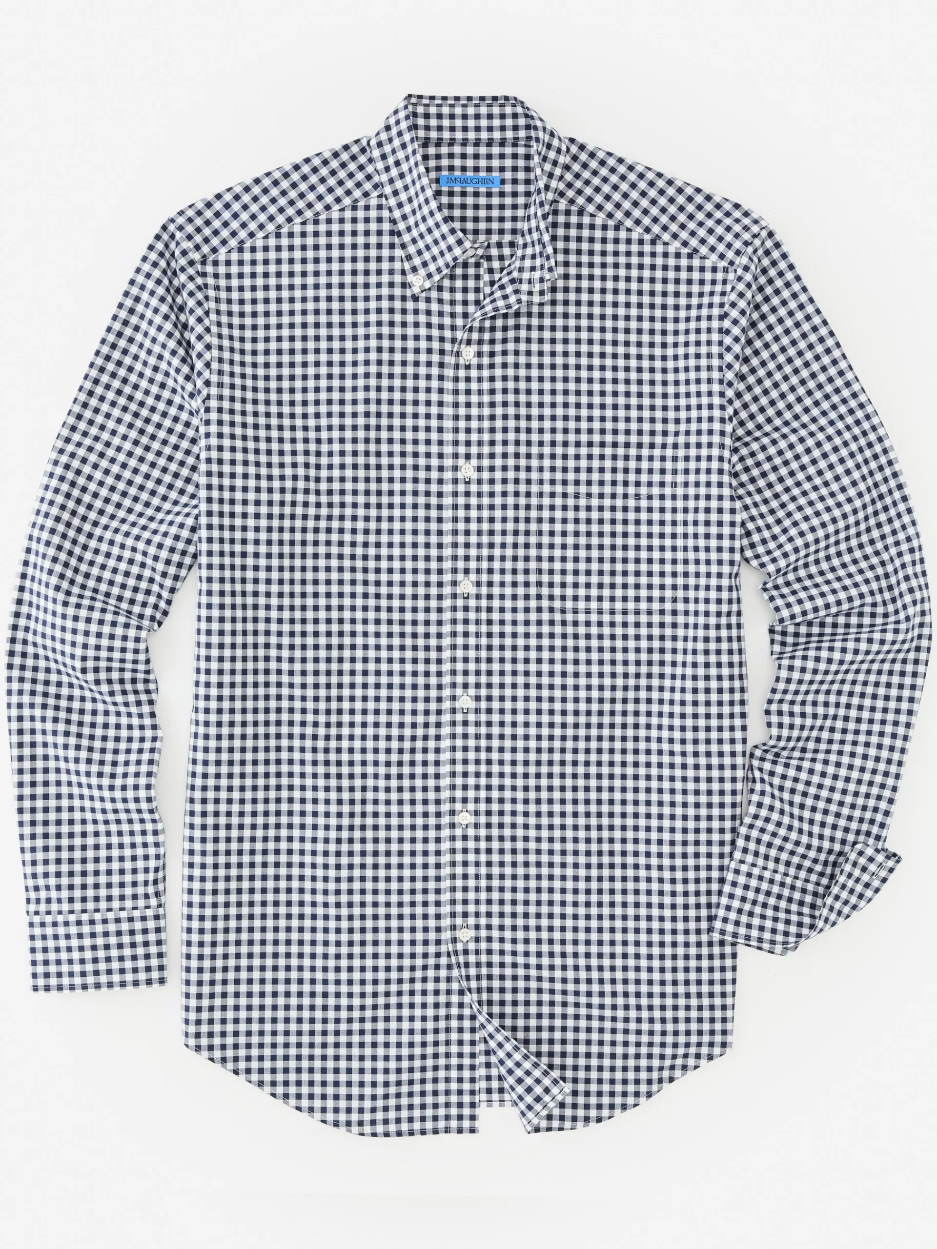 J.McLaughlin Collis Classic Fit Shirt in Gingham Navy/White Discount