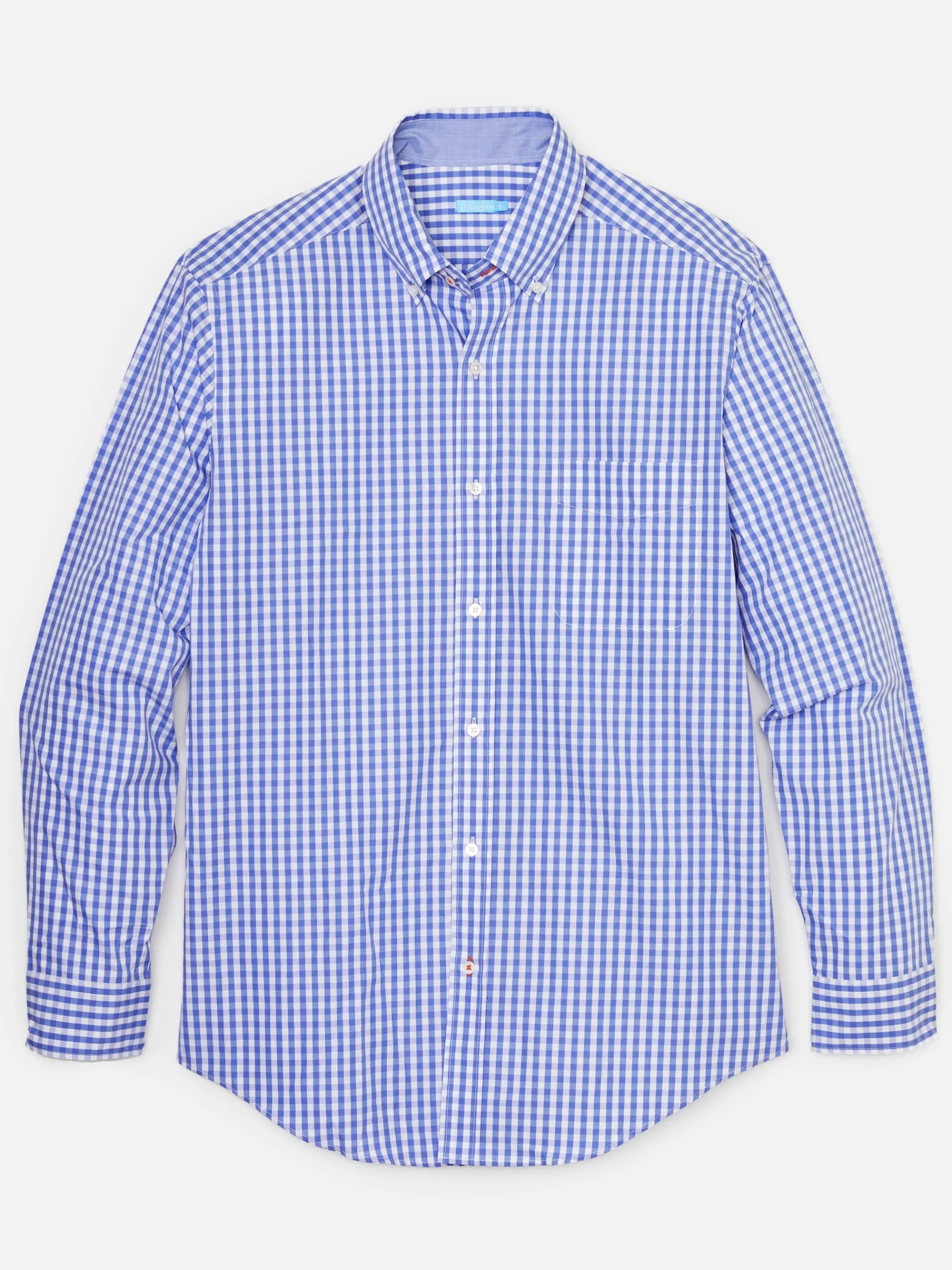 J.McLaughlin Collis Classic Fit Shirt in Gingham Blue/White Store