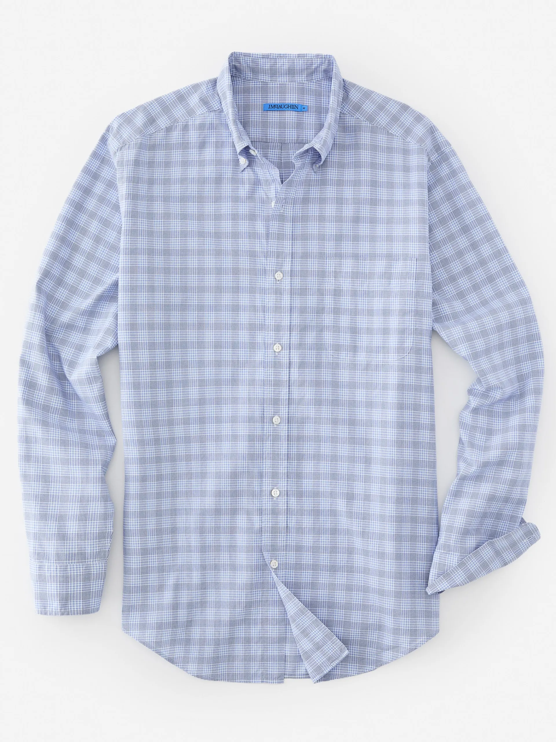 J.McLaughlin Collis Classic Fit Shirt in Glen Plaid White/Blue/Navy Best Sale