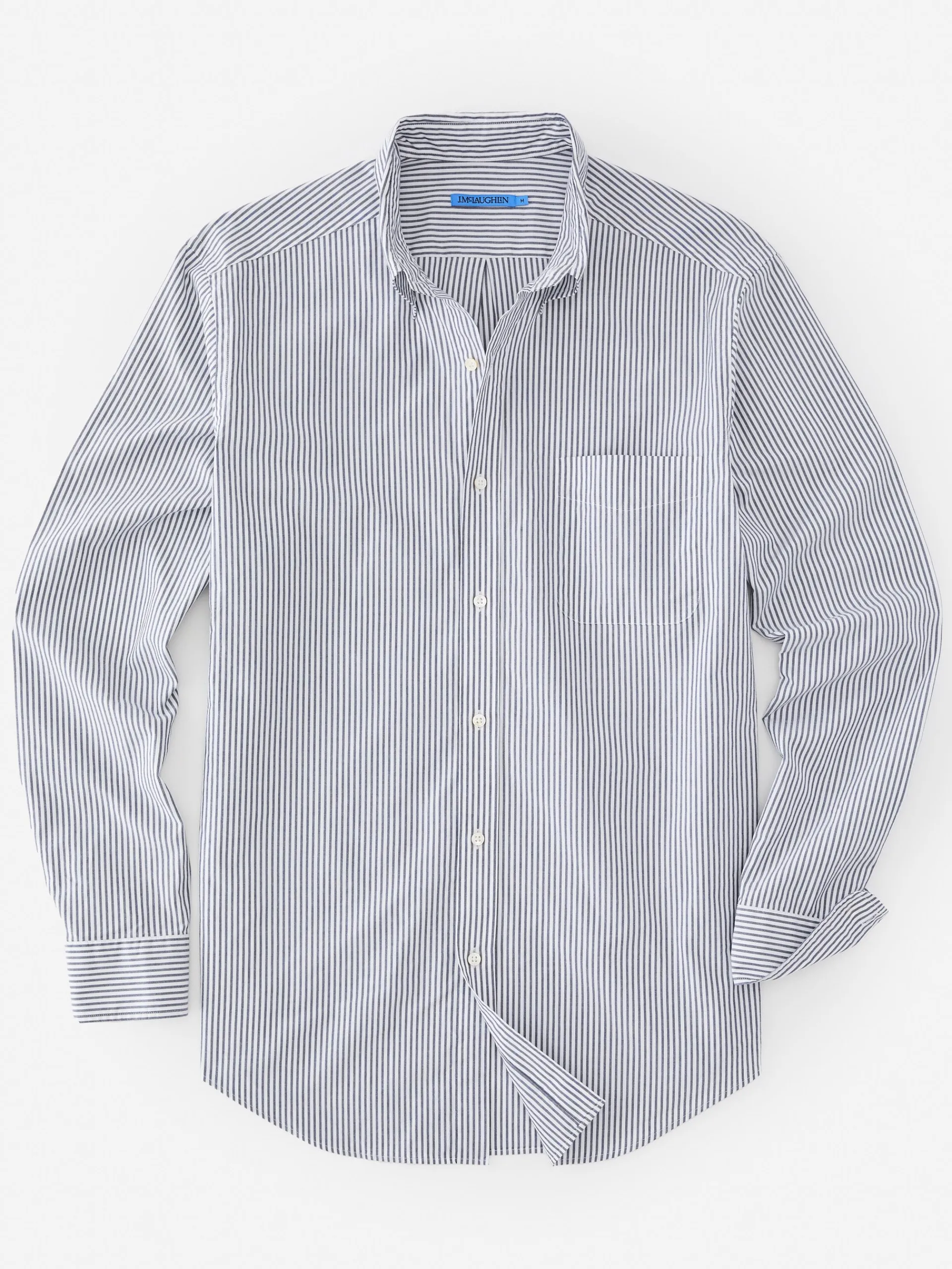 J.McLaughlin Collis Classic Fit Shirt in Stripe Navy/White Best