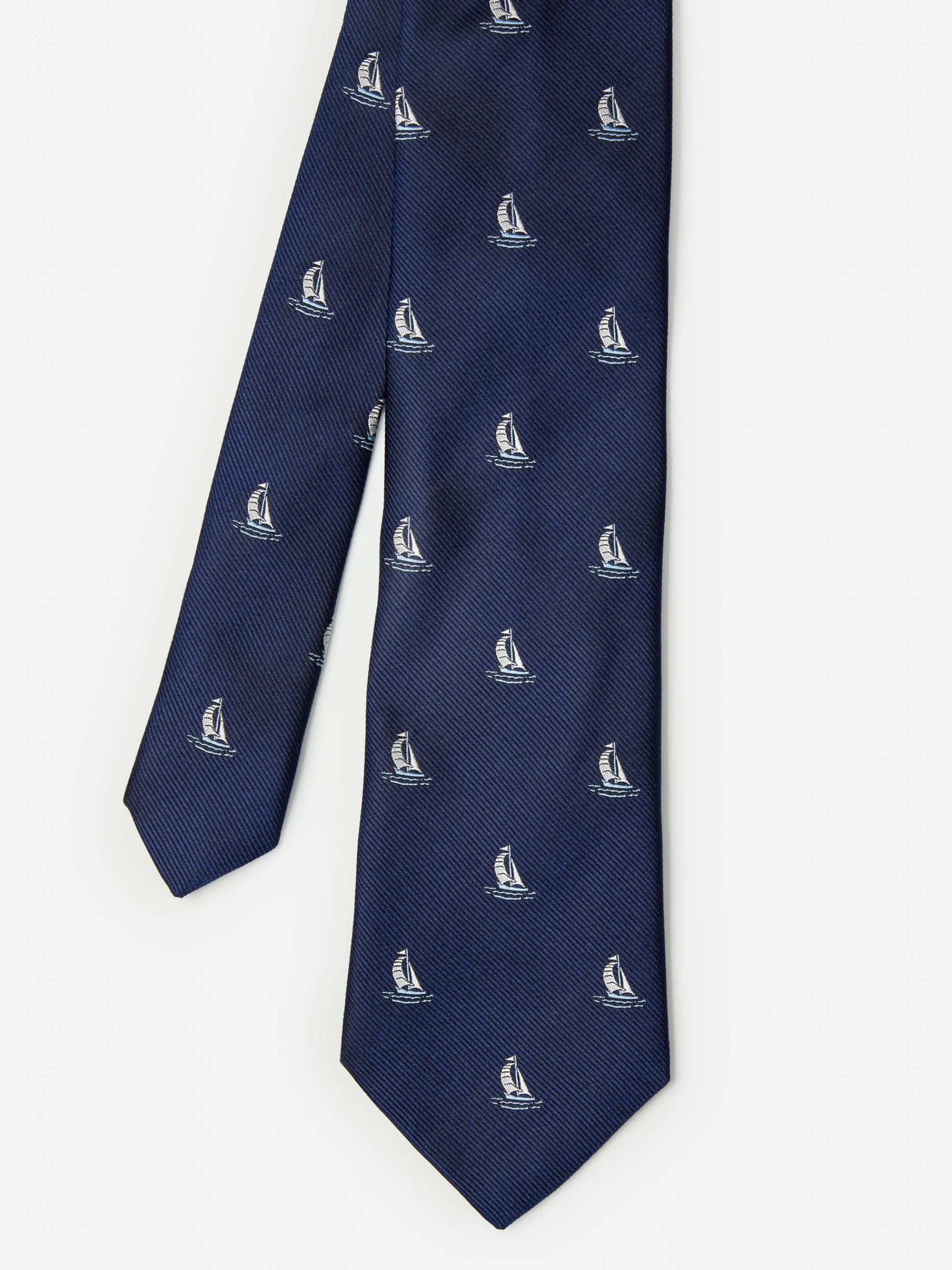 J.McLaughlin Cotton Silk Tie in Sailboat Navy Flash Sale