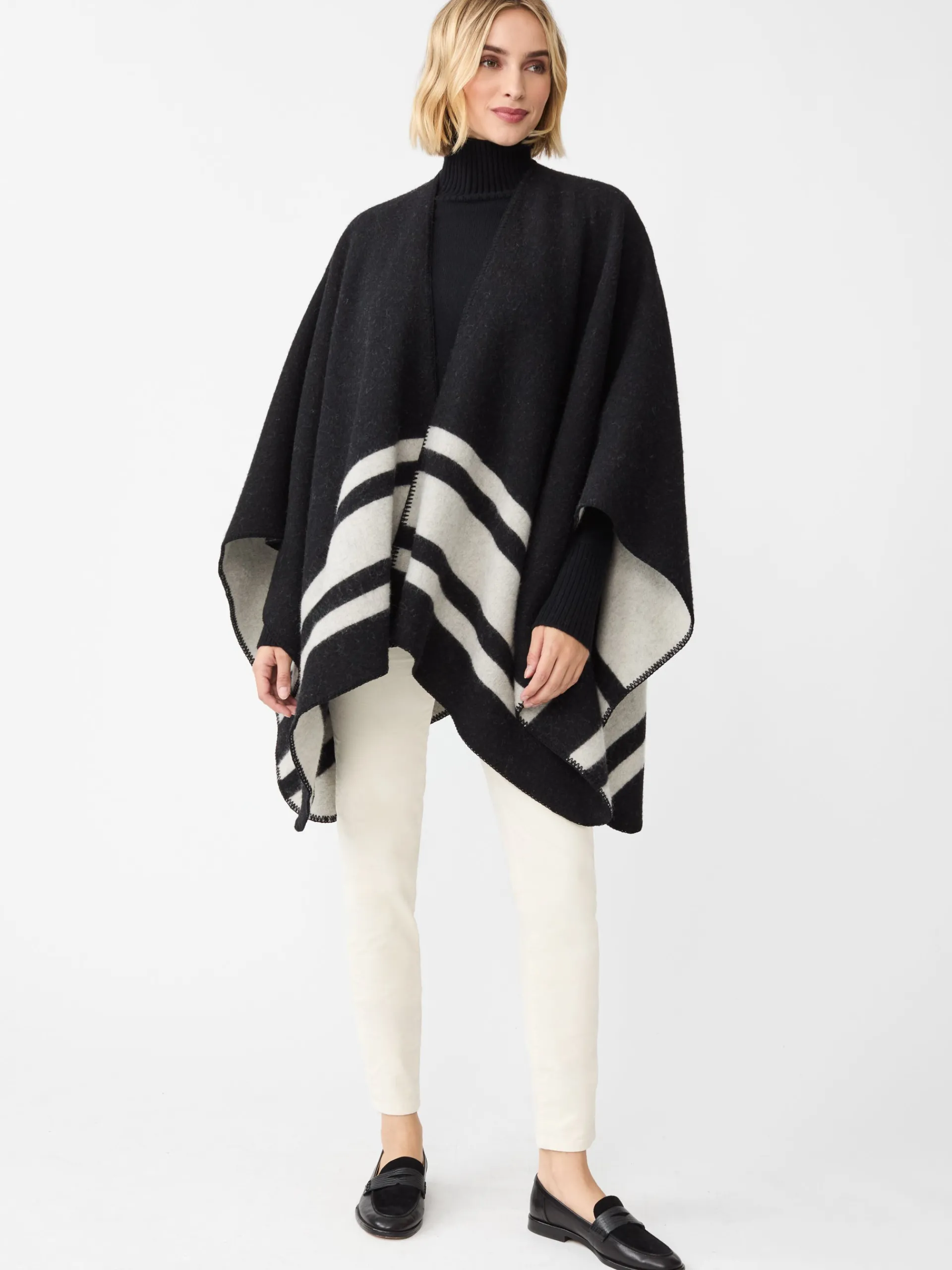 J.McLaughlin Deanna Reversible Wrap in Color Block Black/OffWhite Sale
