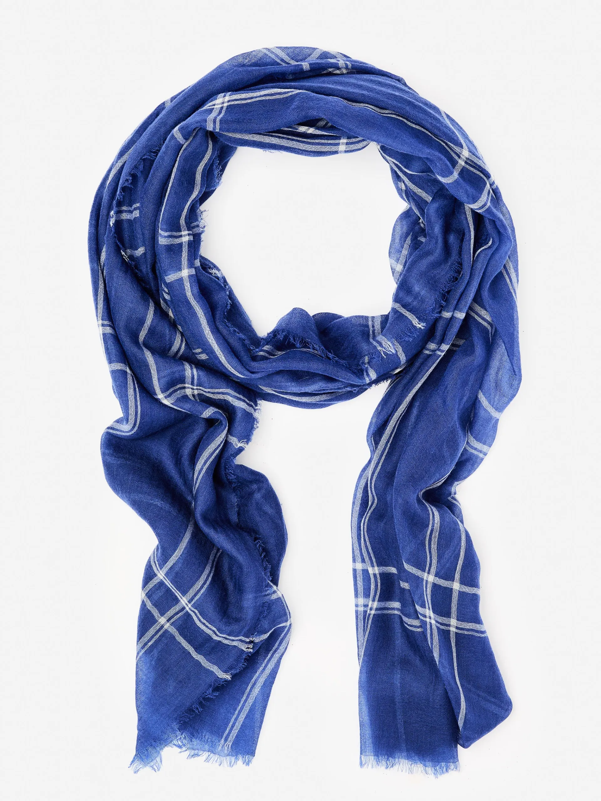 J.McLaughlin Del Mar Scarf in Window Pane OffWhite/Denim Store
