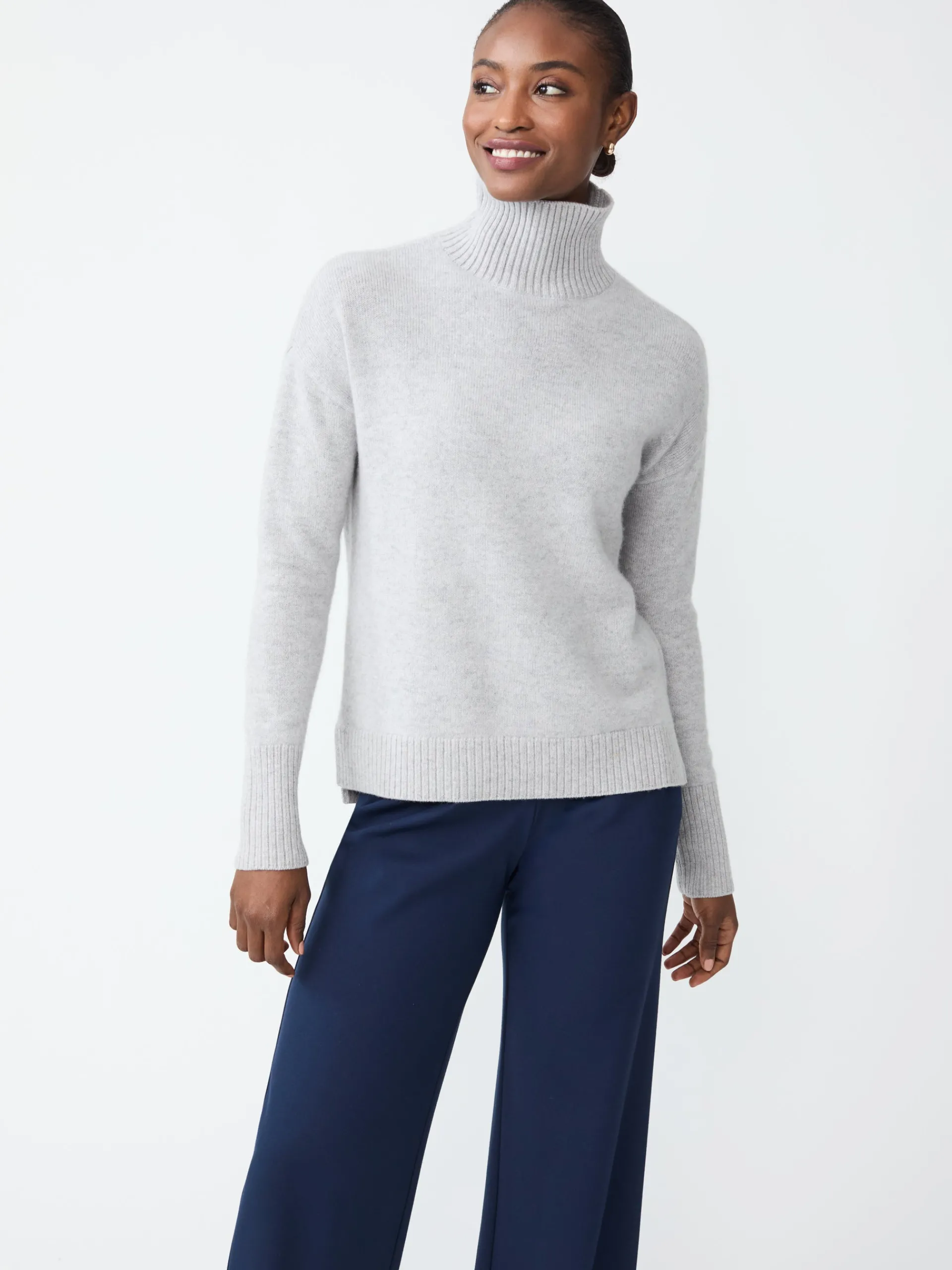 J.McLaughlin Dina Cashmere Turtleneck LightHeatherGray Best