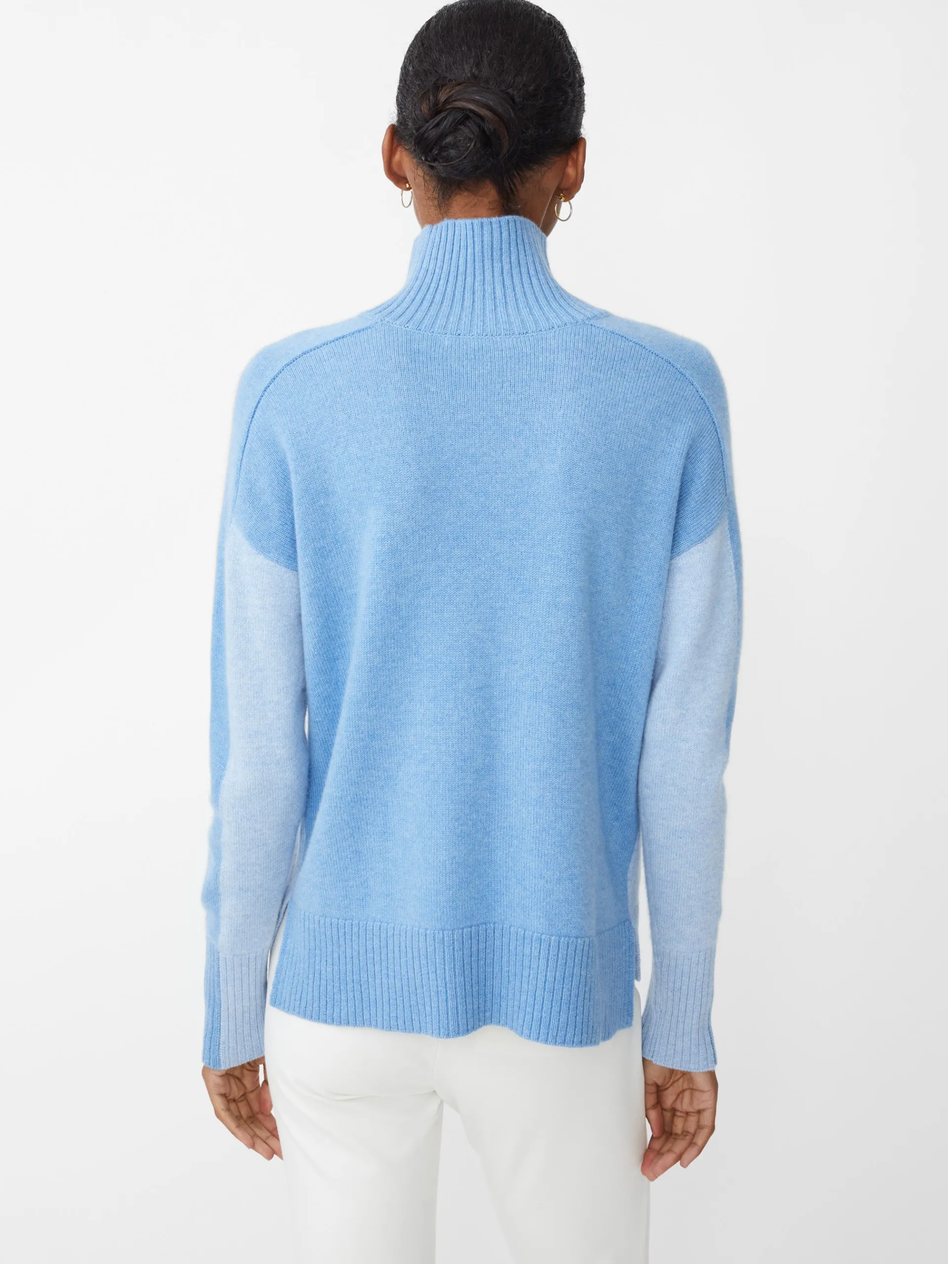 J.McLaughlin Dina Cashmere Turtleneck in Color Block BlueTonal Best