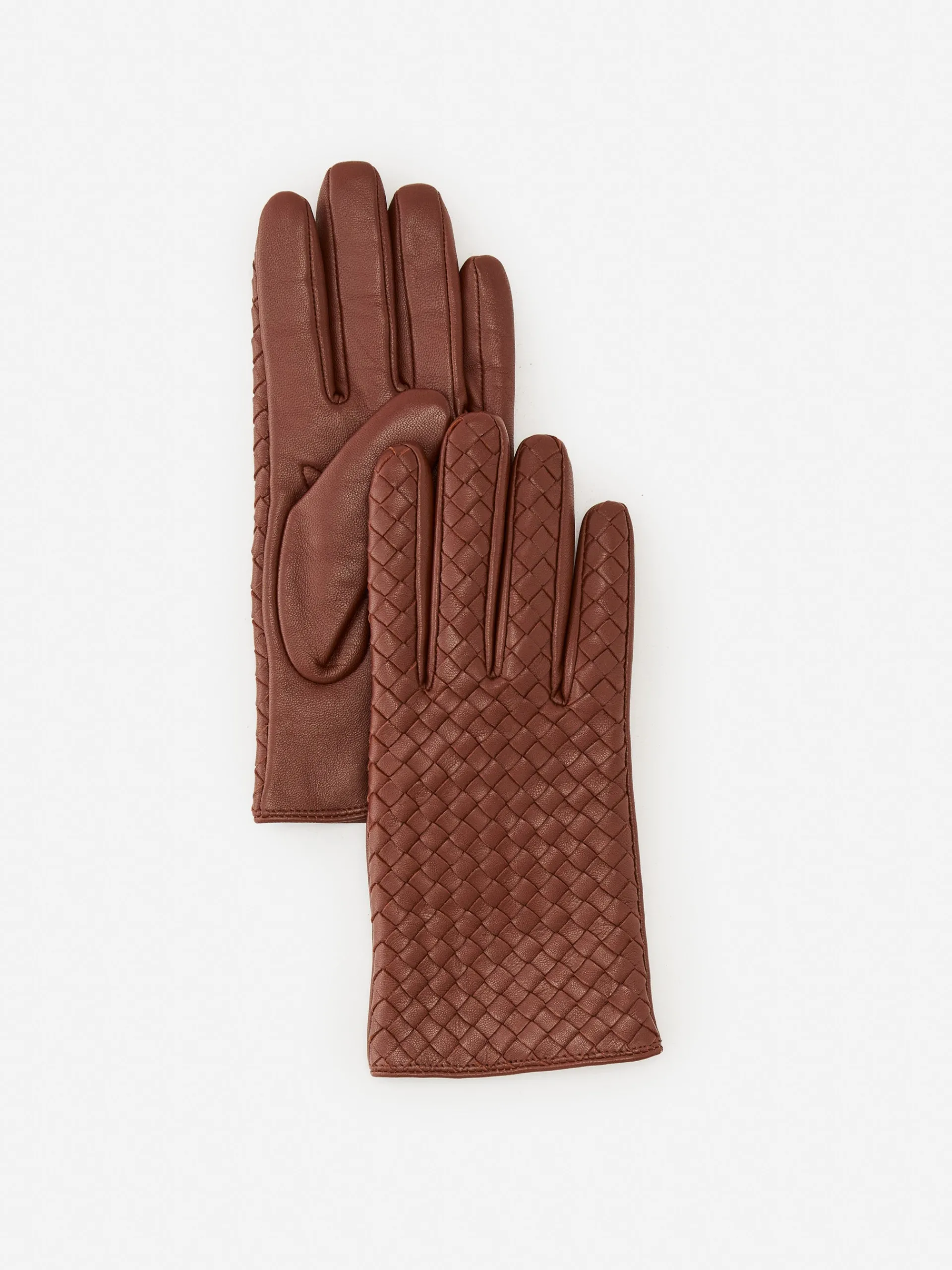 J.McLaughlin Dolomiti Woven Leather Gloves Cognac Shop