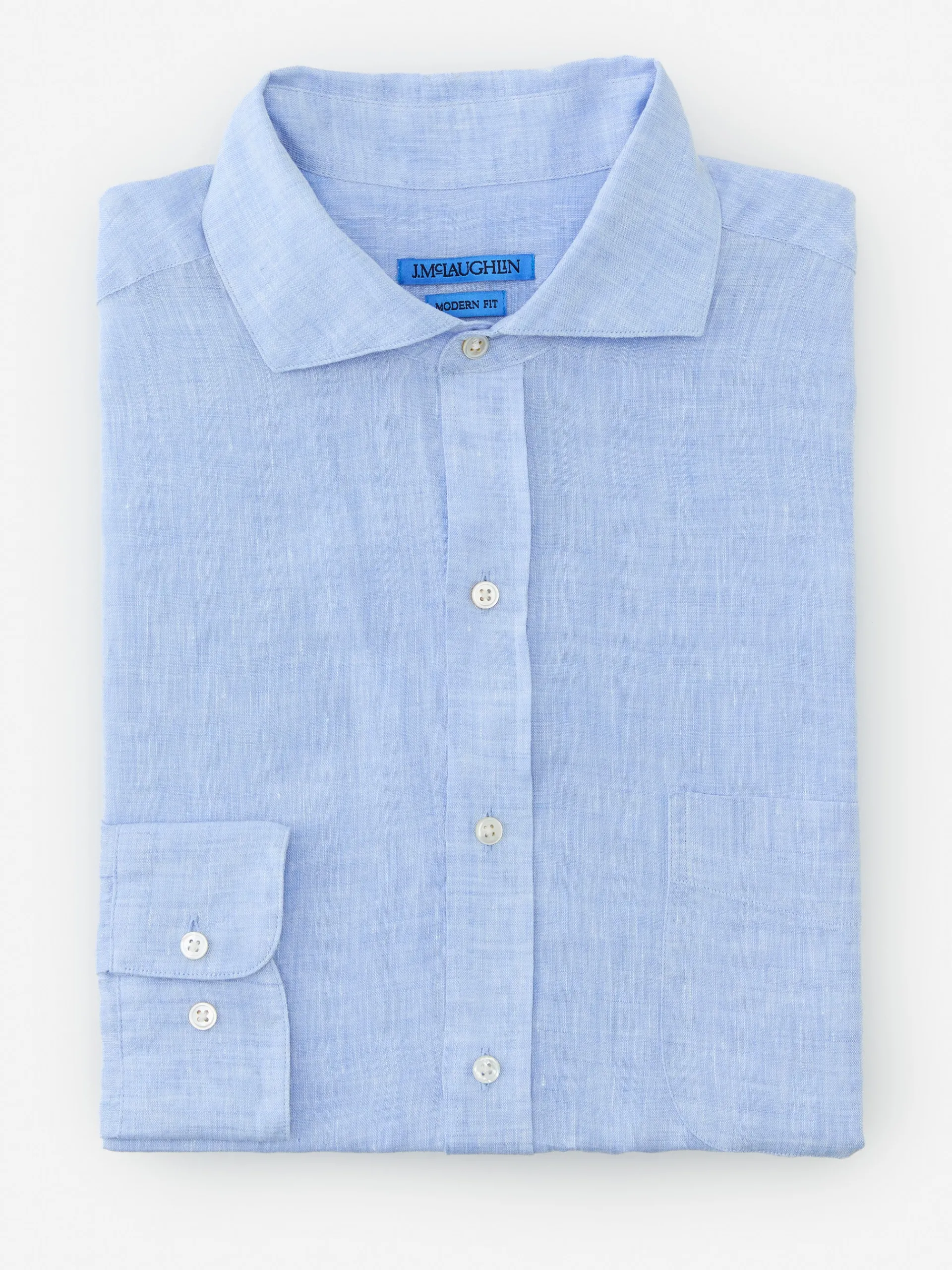 J.McLaughlin Drummond Modern Fit Linen Shirt LightDenimBlue Shop