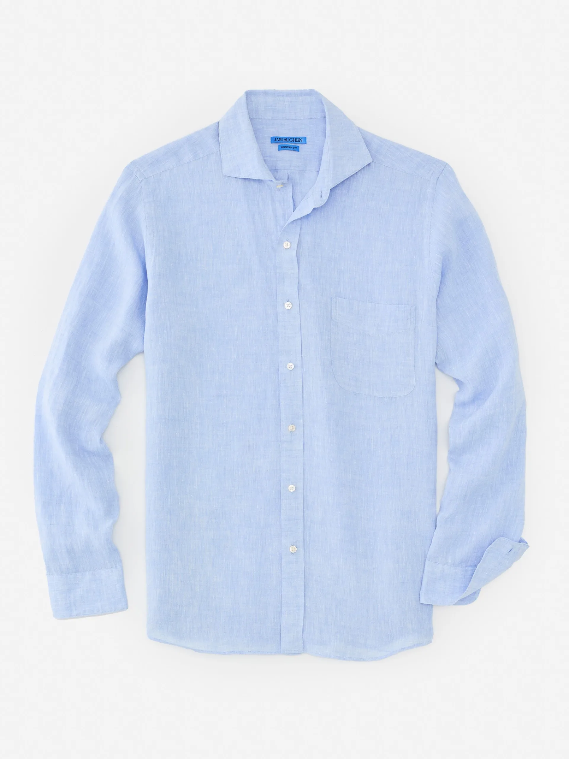 J.McLaughlin Drummond Modern Fit Linen Shirt LightDenimBlue Shop