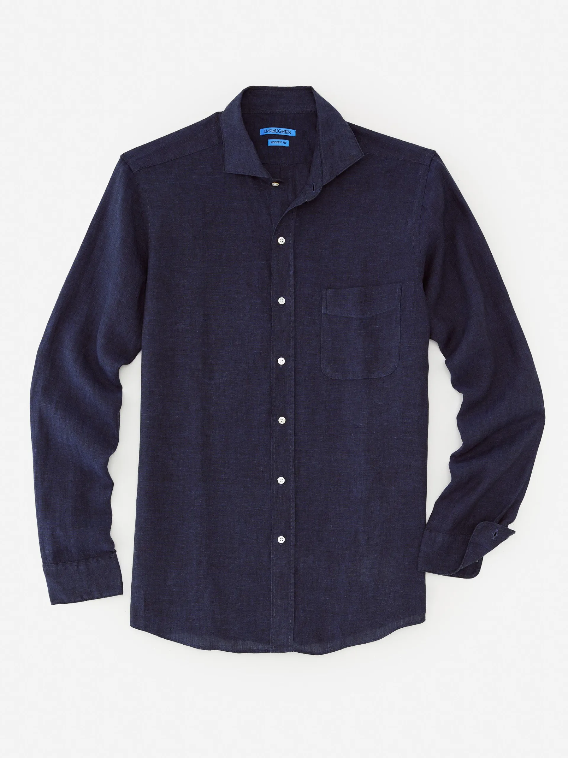 J.McLaughlin Drummond Modern Fit Linen Shirt Navy Online