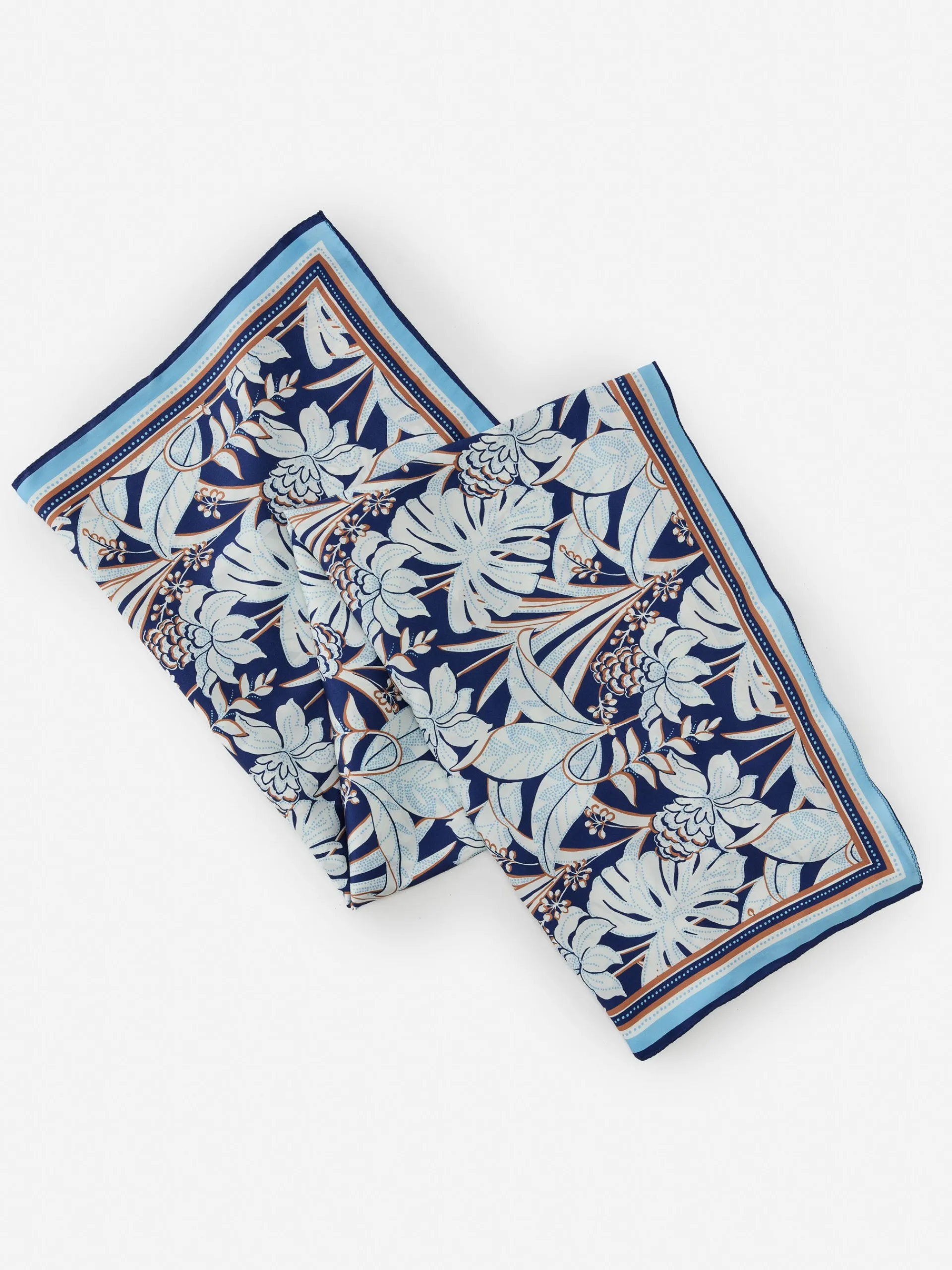 J.McLaughlin Gemma Scarf in Field Blooms Border Navy/OffWhite Clearance