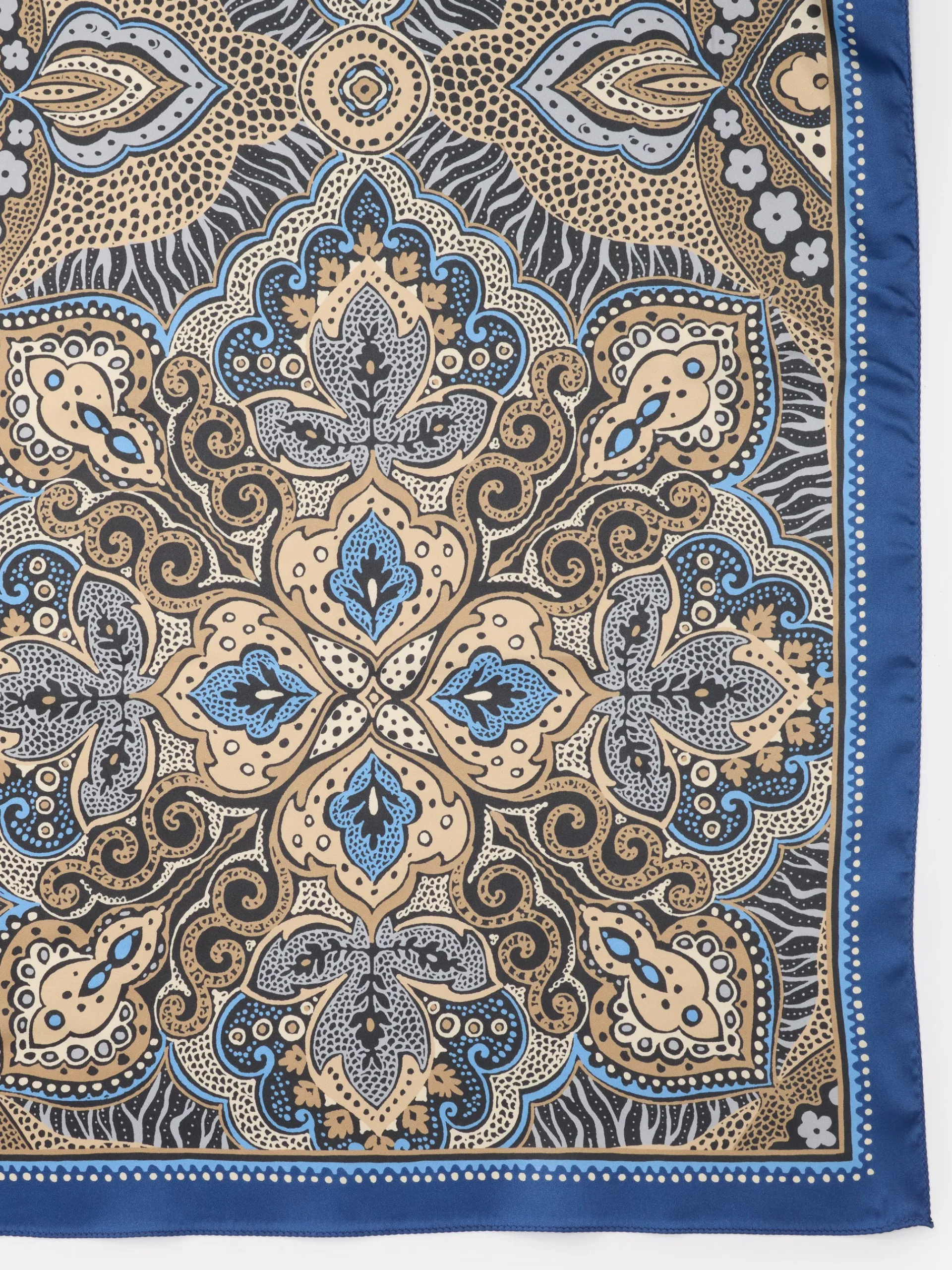 J.McLaughlin Gemma Scarf in Paisley Diamond Border Black/Navy/Taupe Best