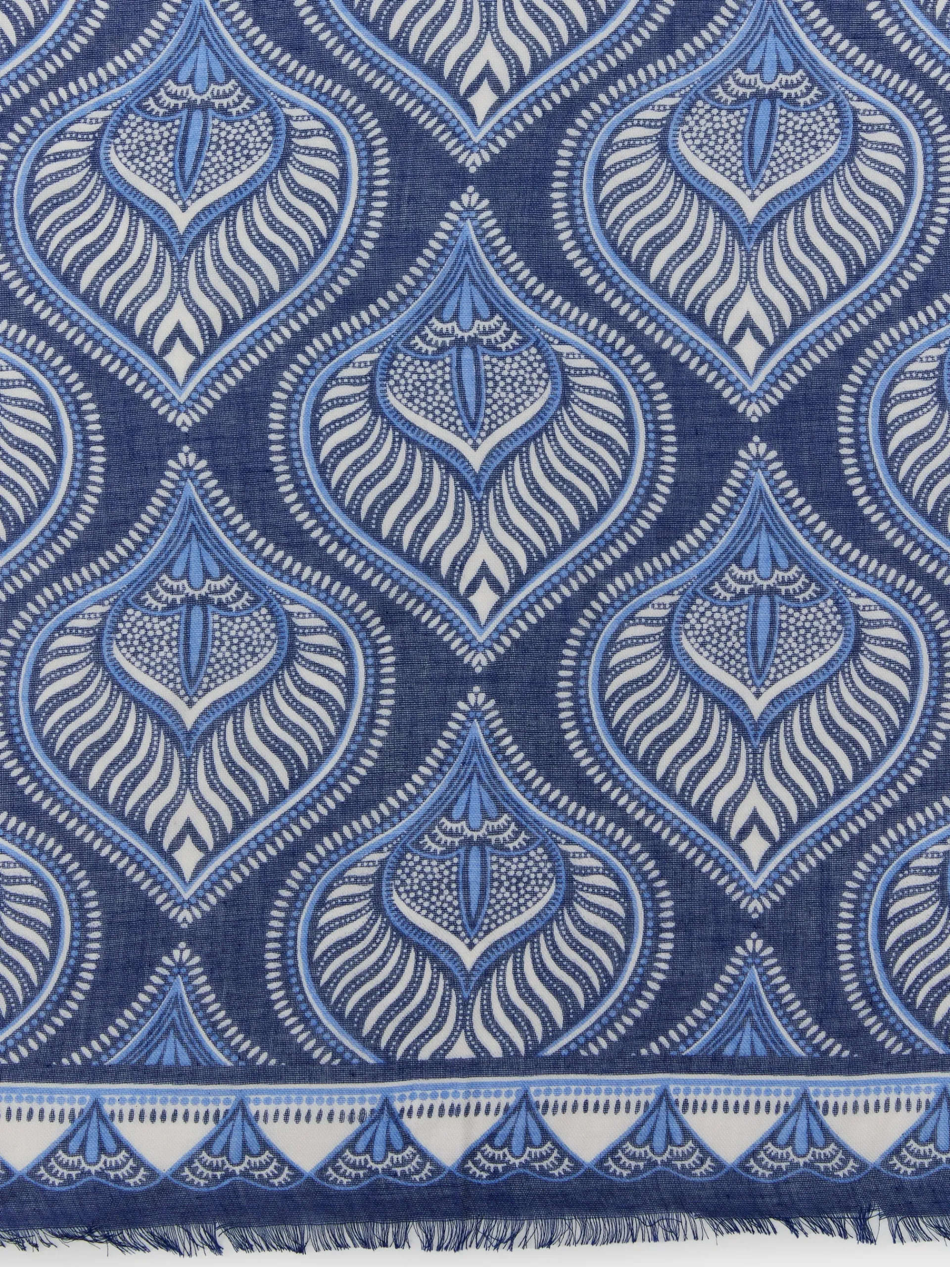 J.McLaughlin Giselle Scarf in Neo Tangier Border Blue/OffWhite Outlet