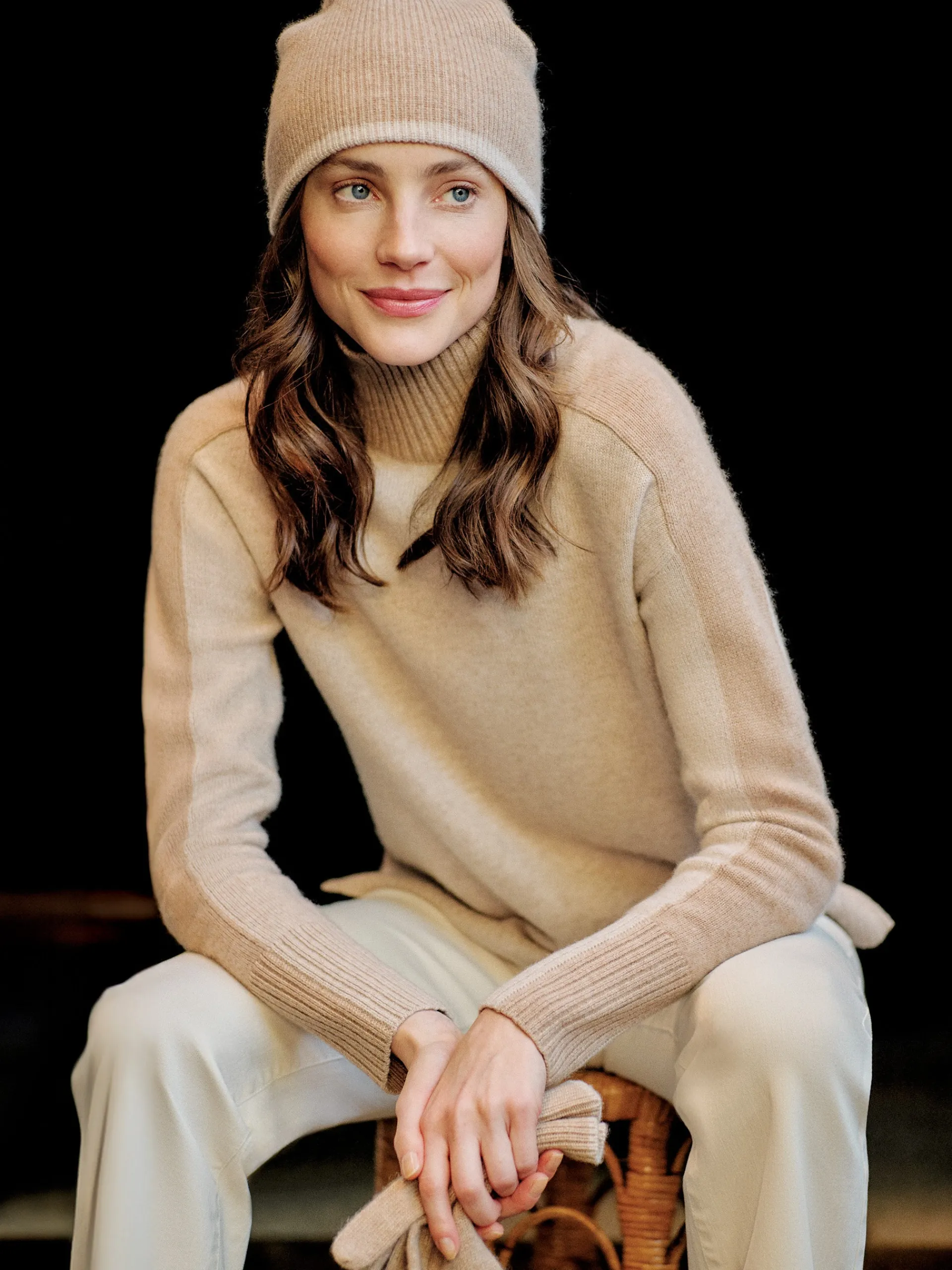 J.McLaughlin Giulia Cashmere Beanie HeatherCamel/HeatherOatmeal Fashion