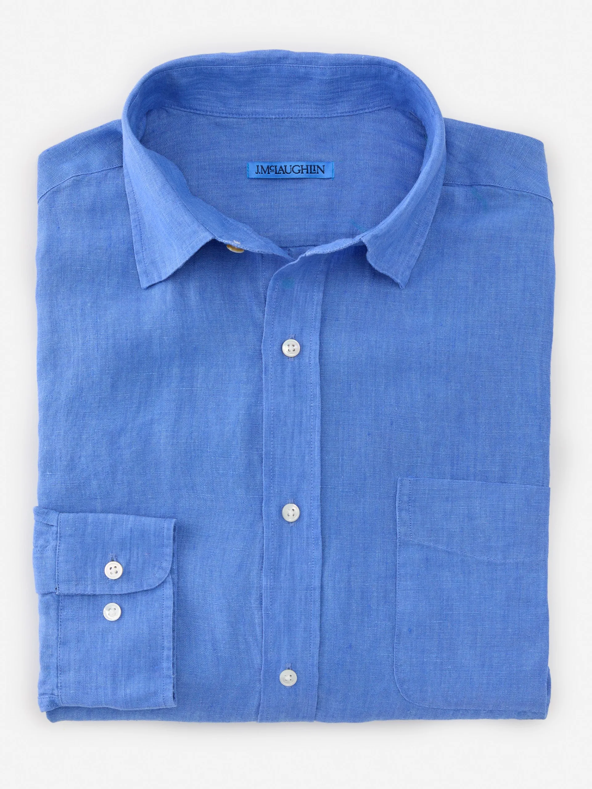 J.McLaughlin Gramercy Classic Fit Linen Shirt FrenchBlue Outlet