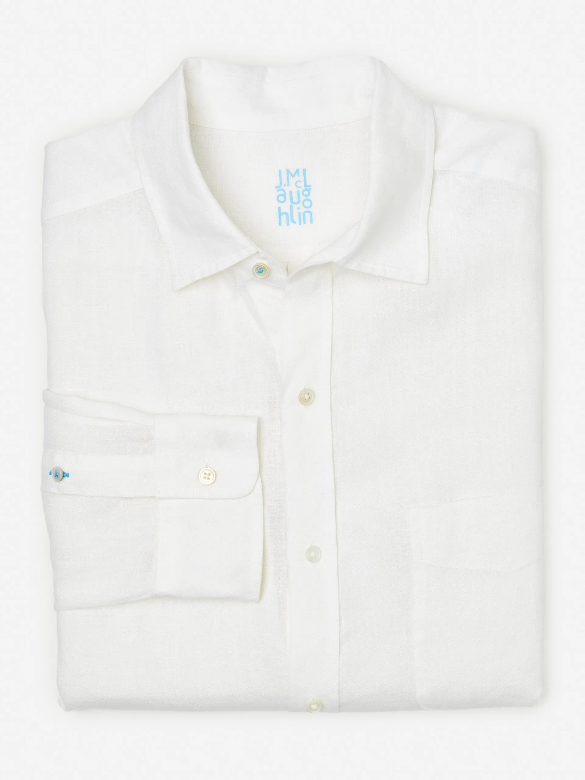 J.McLaughlin Gramercy Classic Fit Linen Shirt white Cheap