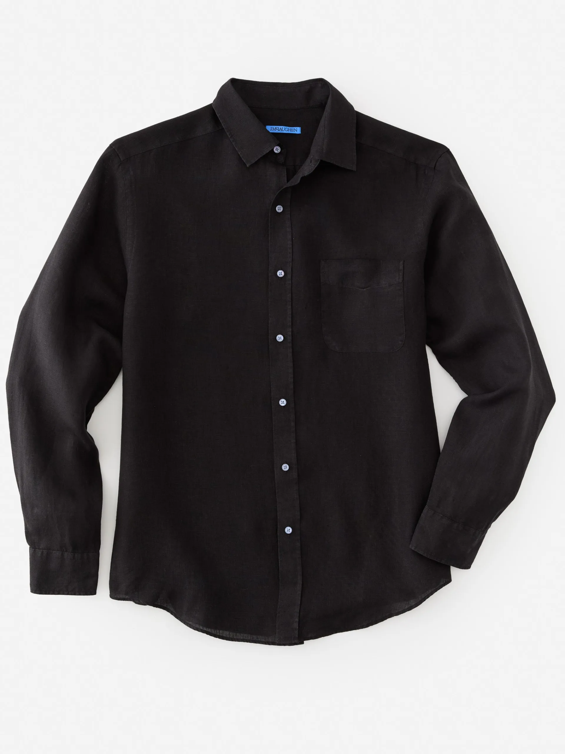 J.McLaughlin Gramercy Classic Fit Linen Shirt Black Cheap