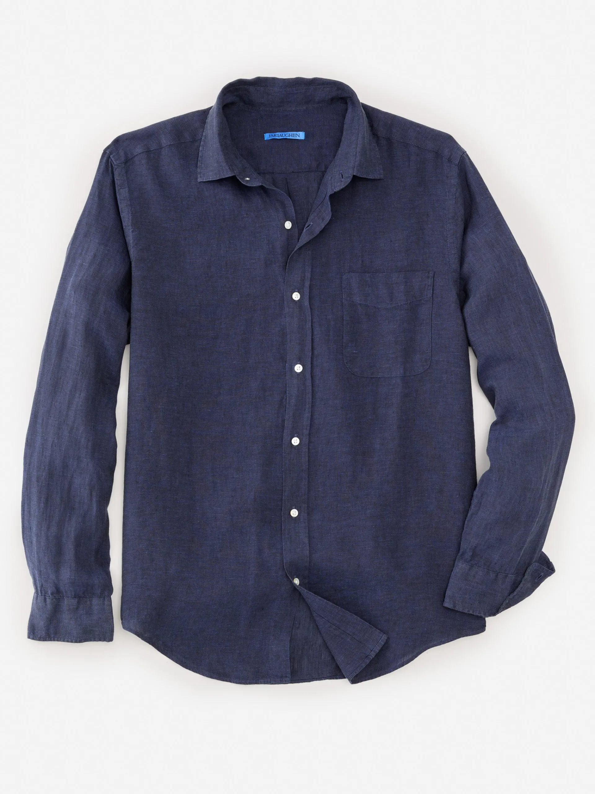 J.McLaughlin Gramercy Classic Fit Linen Shirt Navy Cheap