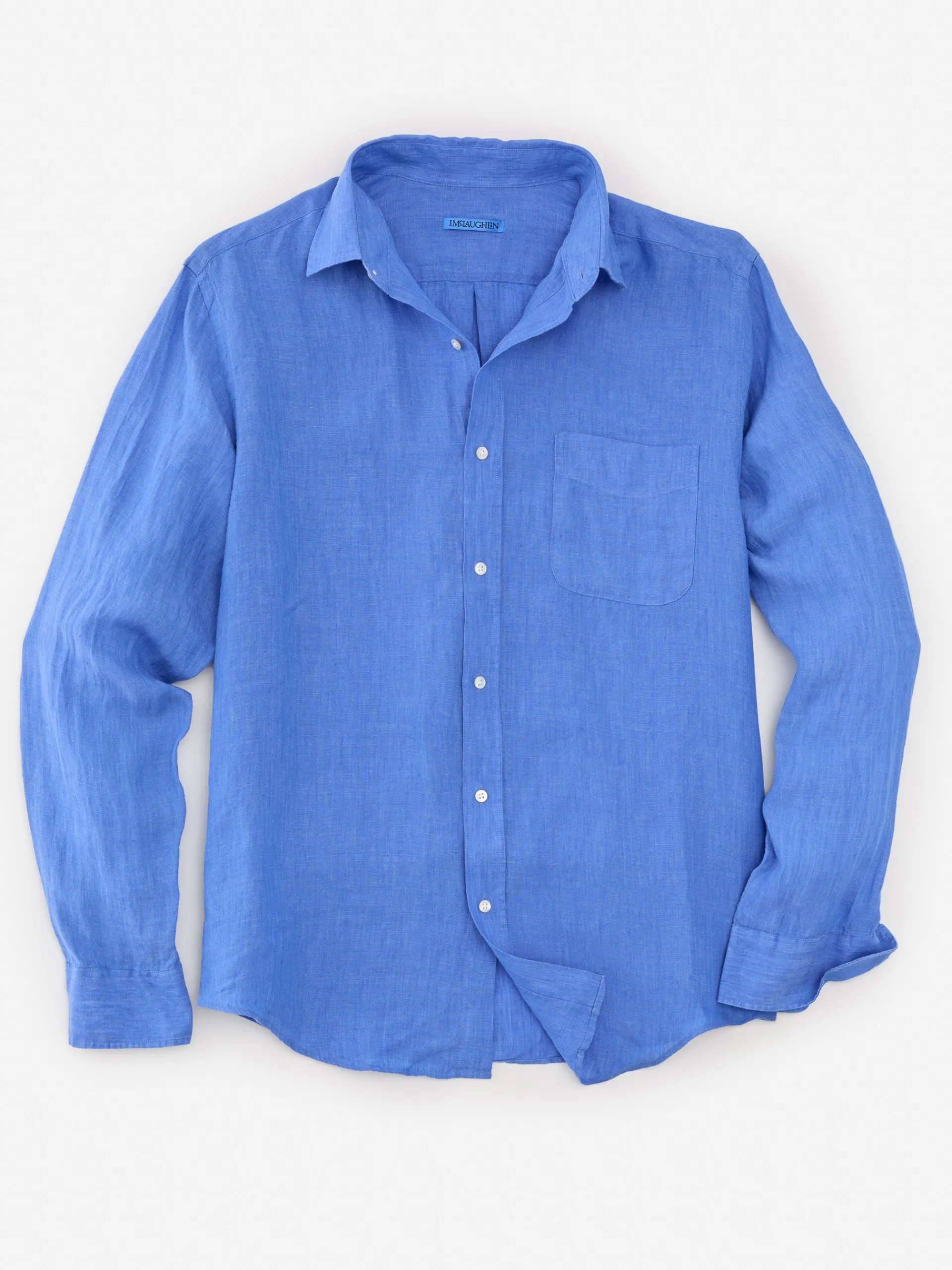 J.McLaughlin Gramercy Classic Fit Linen Shirt FrenchBlue Outlet