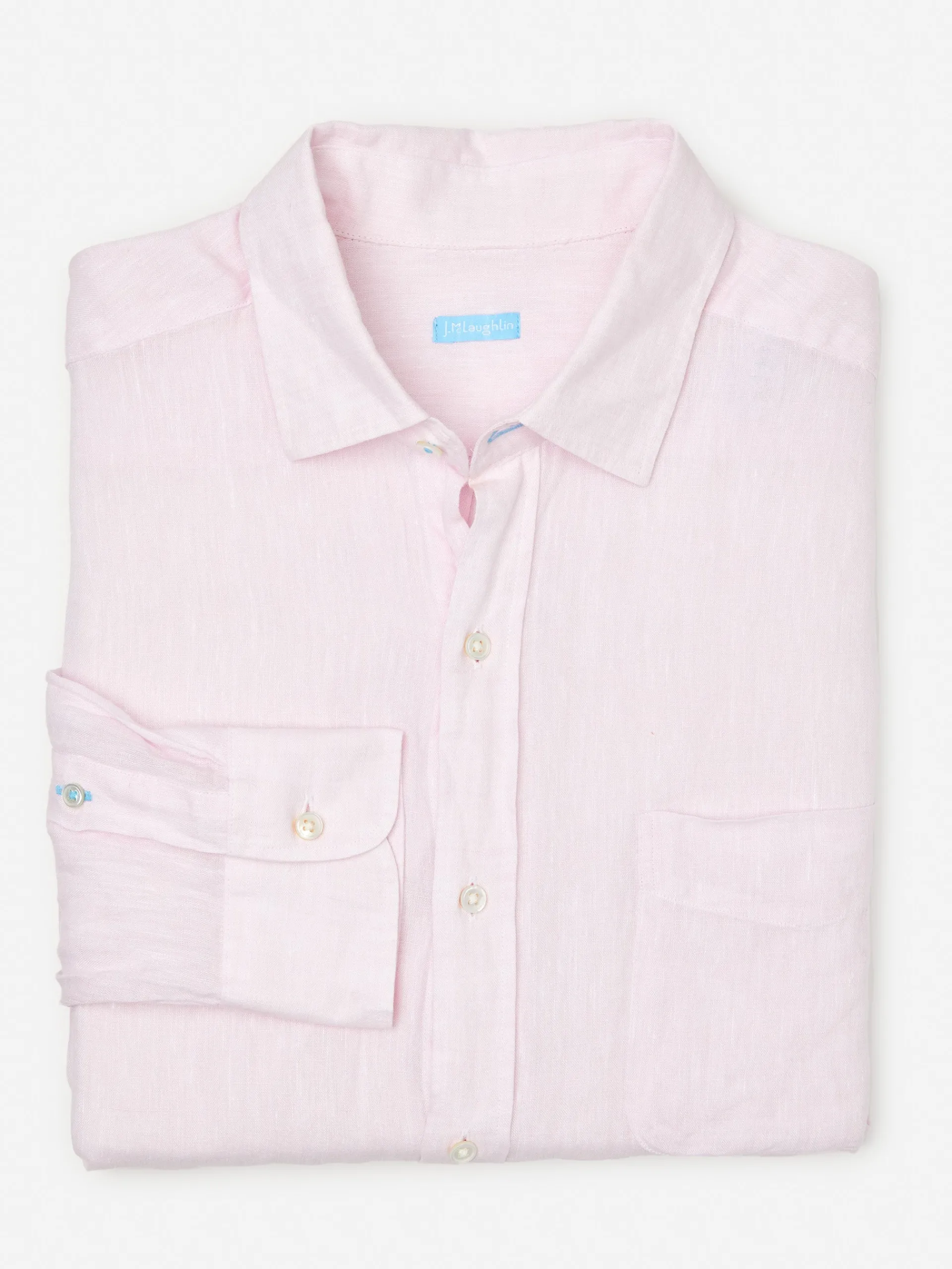 J.McLaughlin Gramercy Classic Fit Linen Shirt LightPink Shop