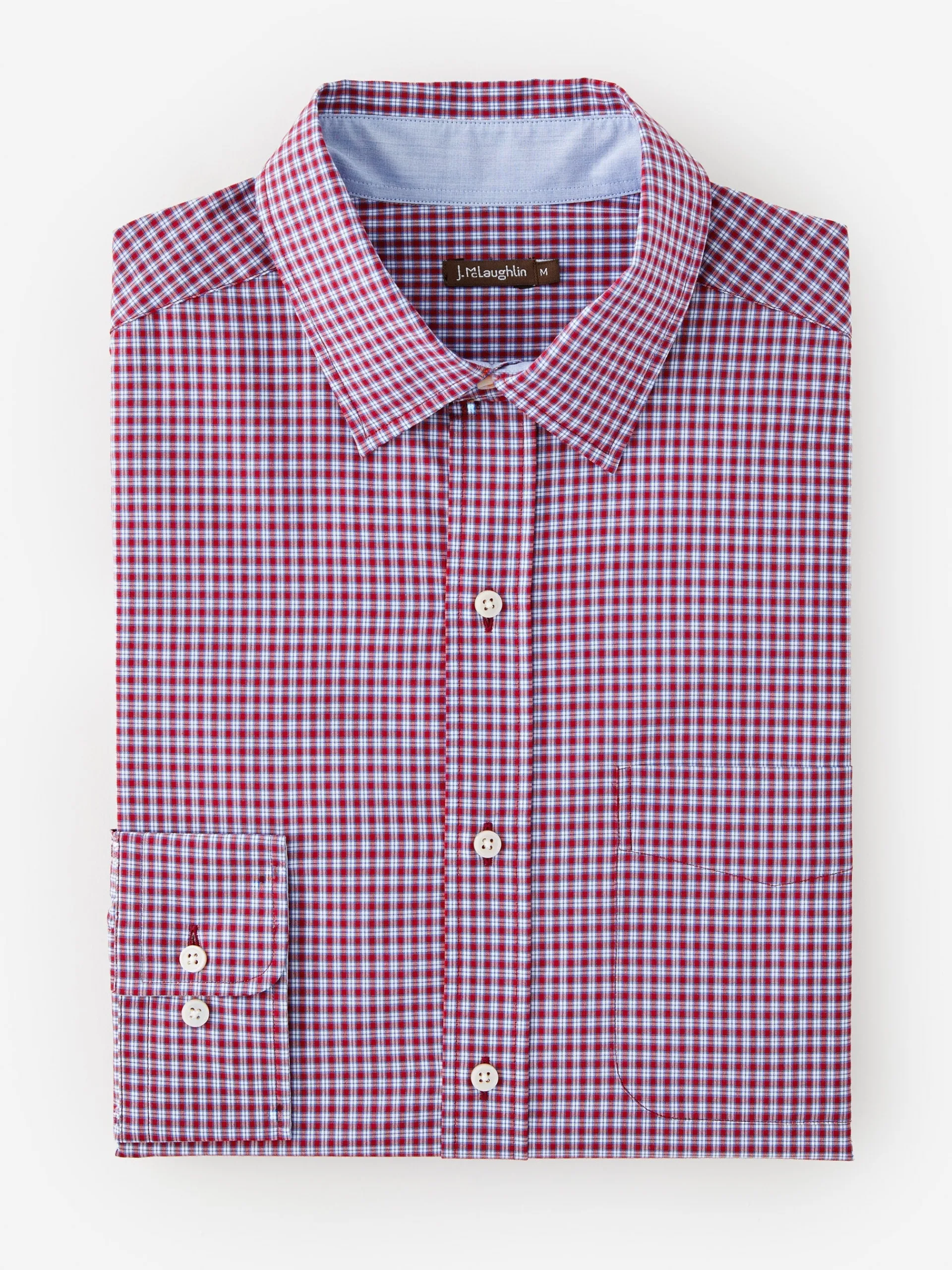 J.McLaughlin Gramercy Classic Fit Shirt in Plaid Red/Blue Shop