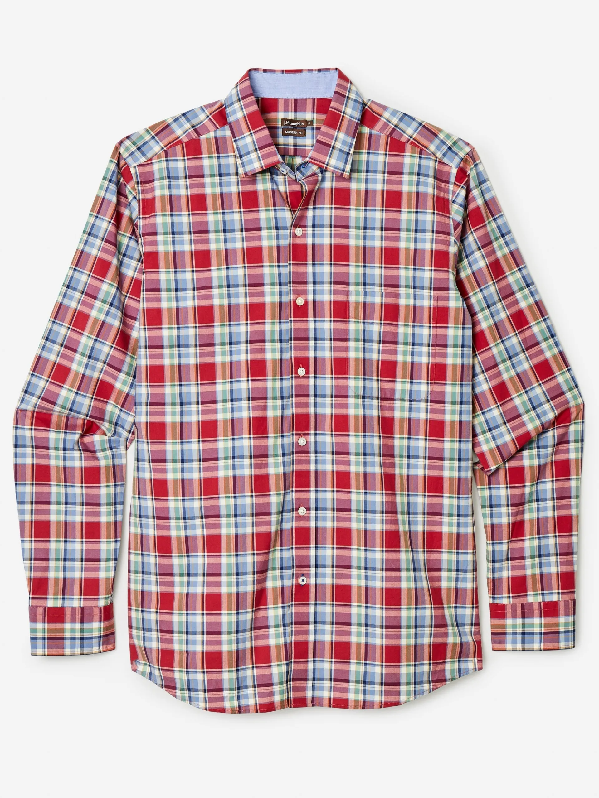 J.McLaughlin Gramercy Modern Fit Shirt in Plaid Red/Blue/Green Discount