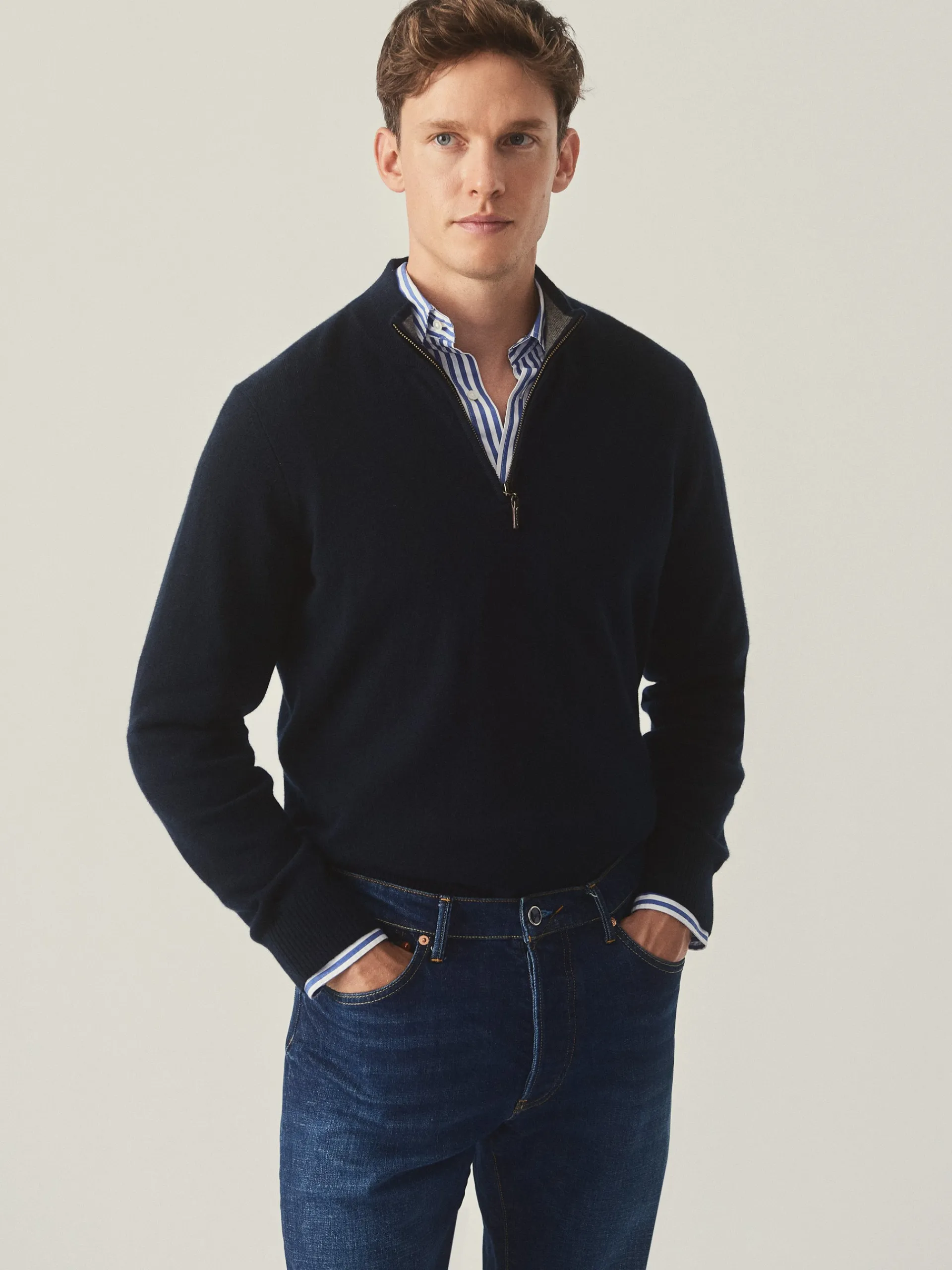 J.McLaughlin Henry Cashmere 1/4 Zip DarkNavy Shop