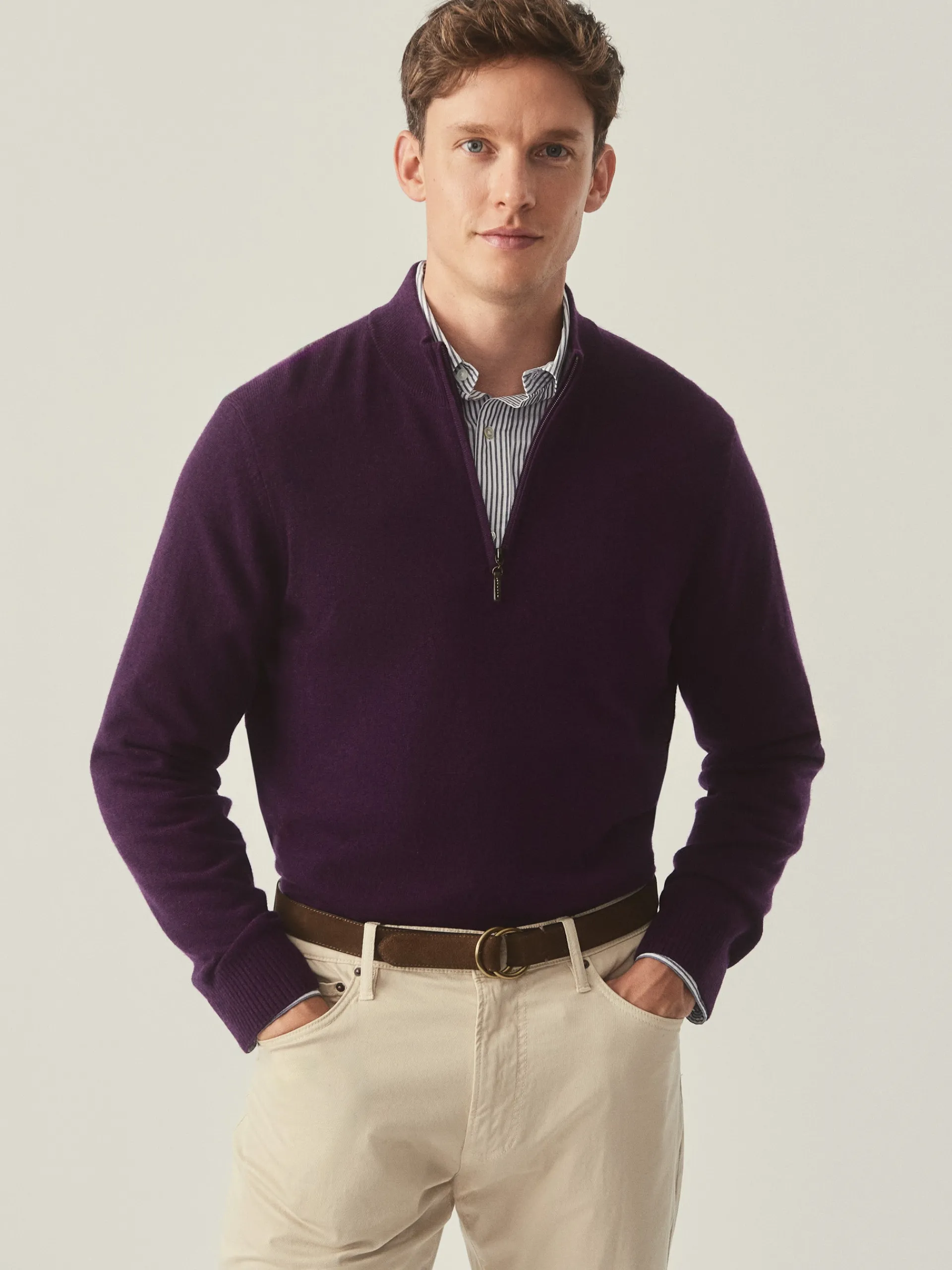 J.McLaughlin Henry Cashmere 1/4 Zip Amethyst Hot