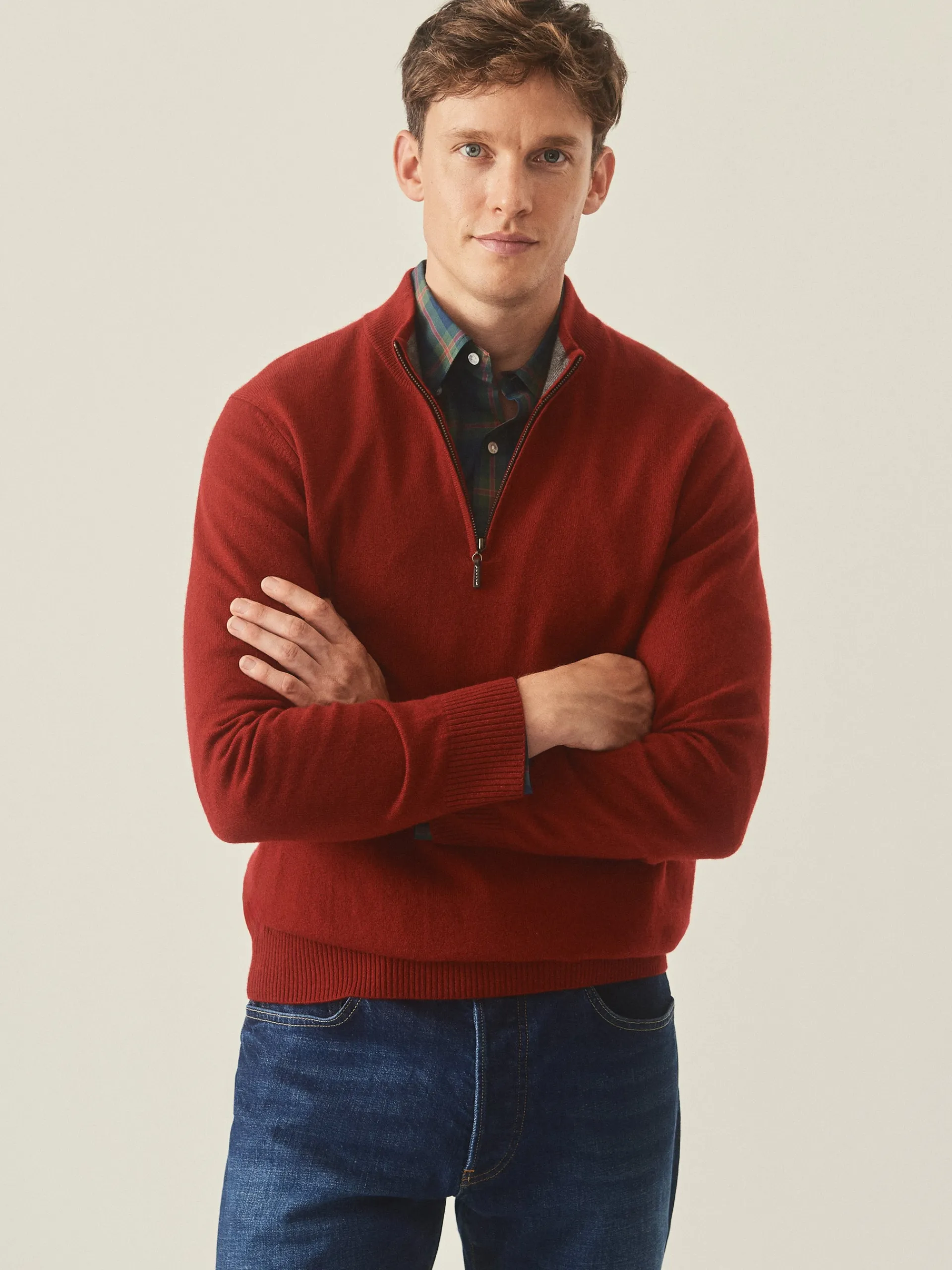 J.McLaughlin Henry Cashmere 1/4 Zip Auburn Best