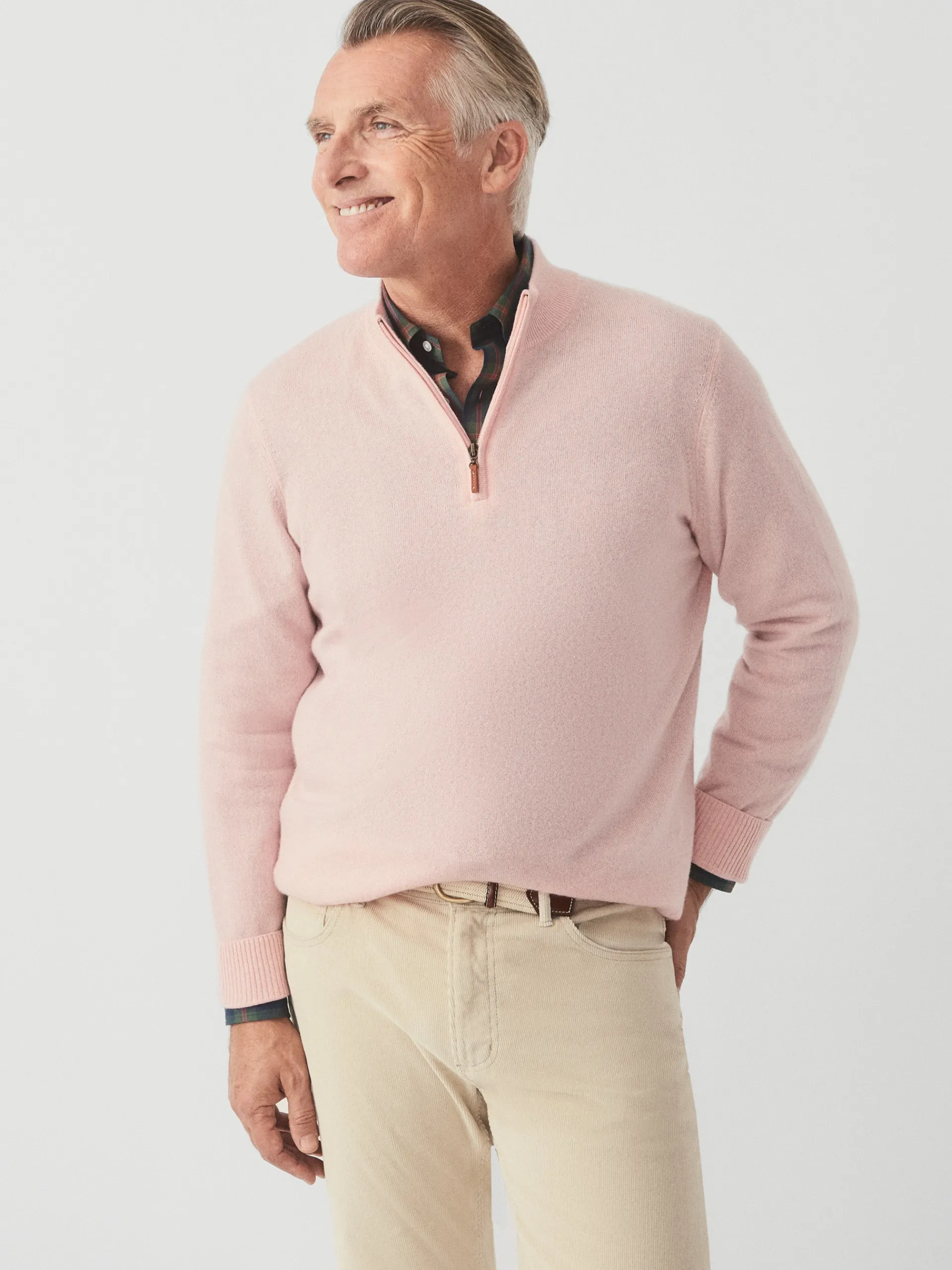 J.McLaughlin Henry Cashmere 1/4 Zip HeatherPink New