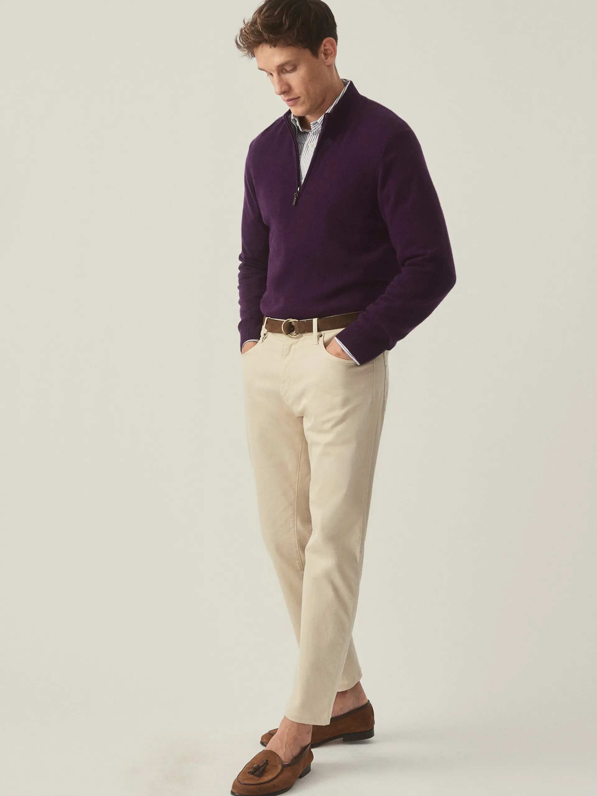 J.McLaughlin Henry Cashmere 1/4 Zip Amethyst Hot