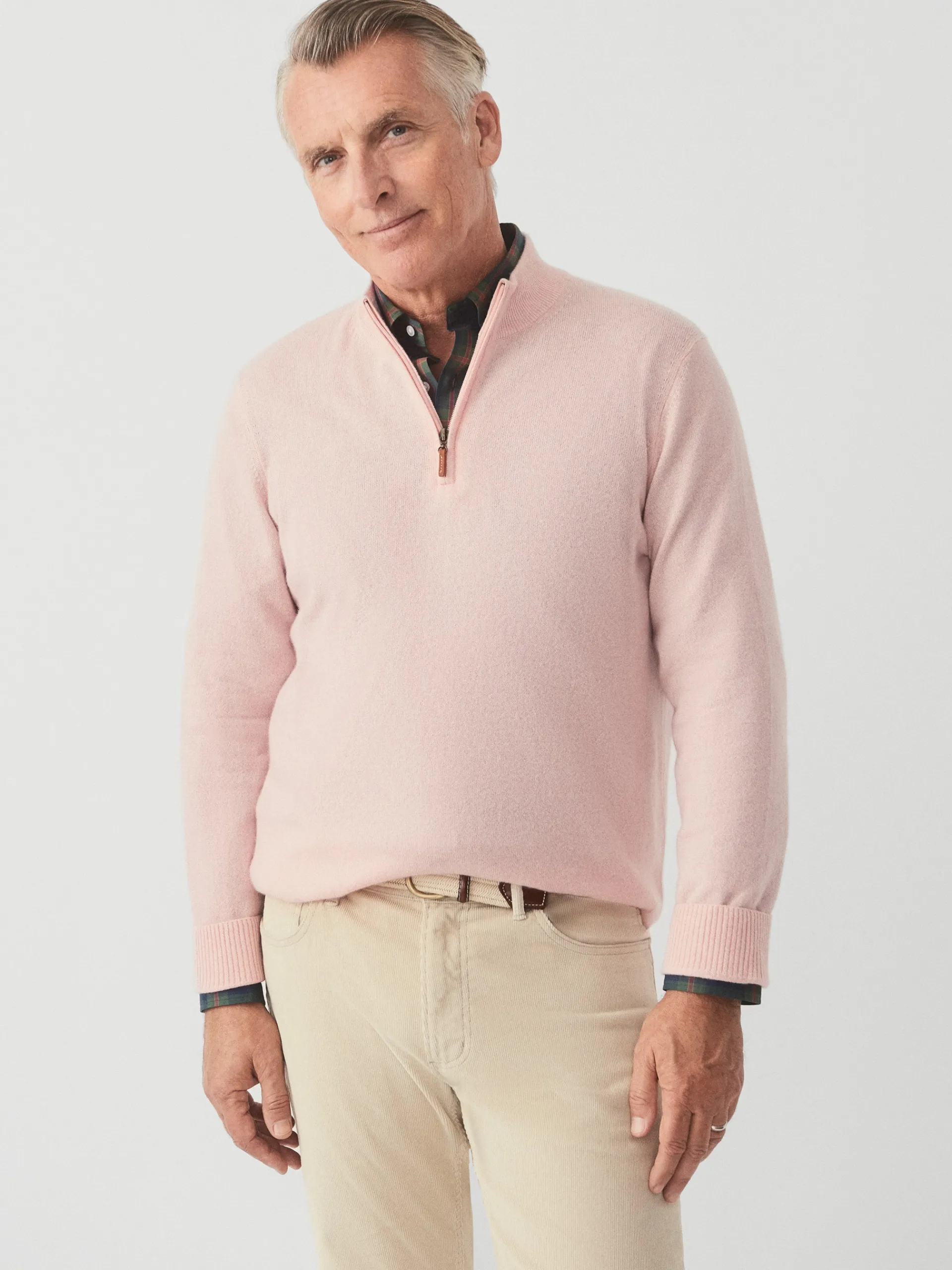 J.McLaughlin Henry Cashmere 1/4 Zip HeatherPink New