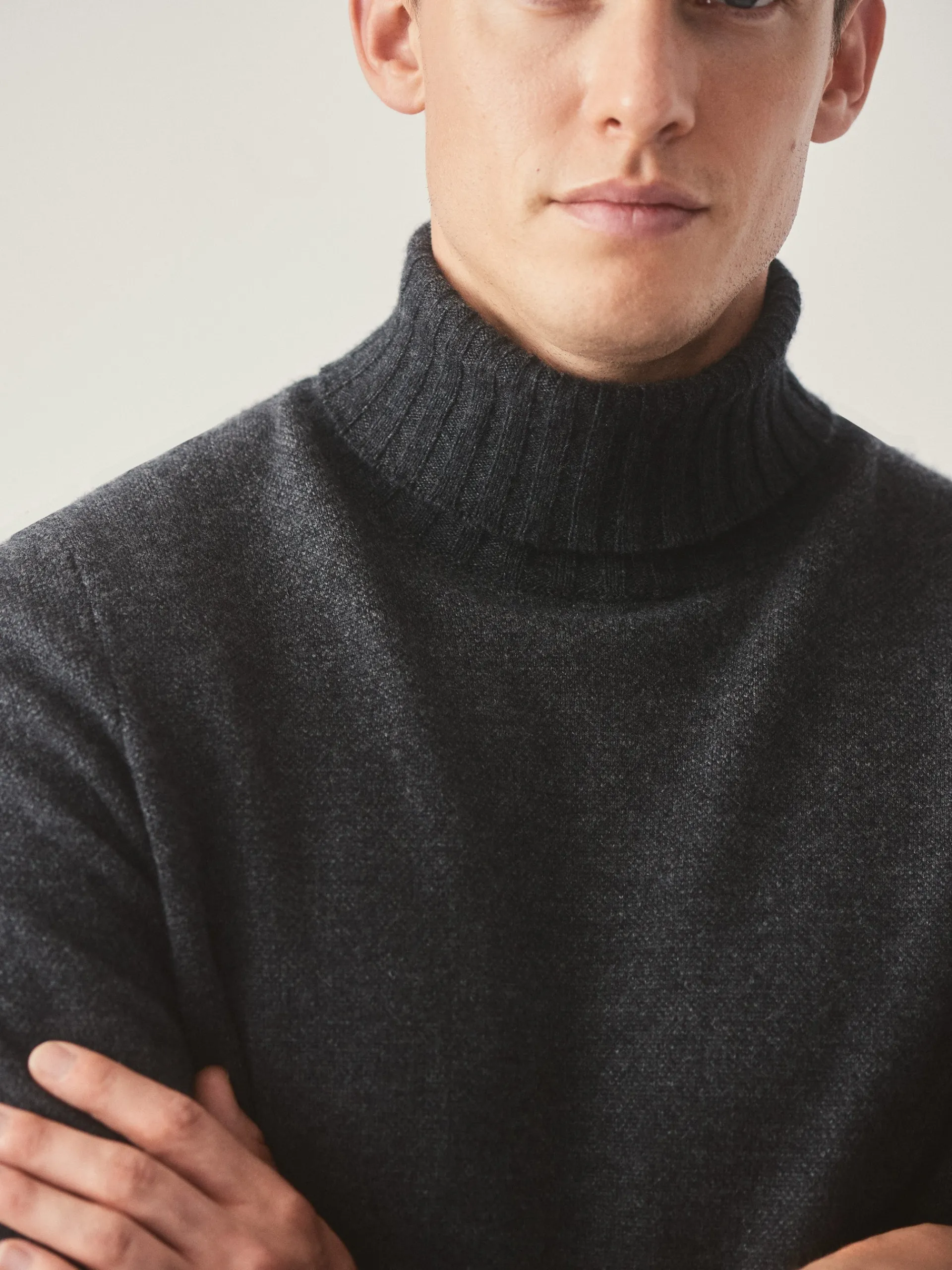 J.McLaughlin Islay Roll Neck Sweater in Birdseye Charcoal/Gray Outlet