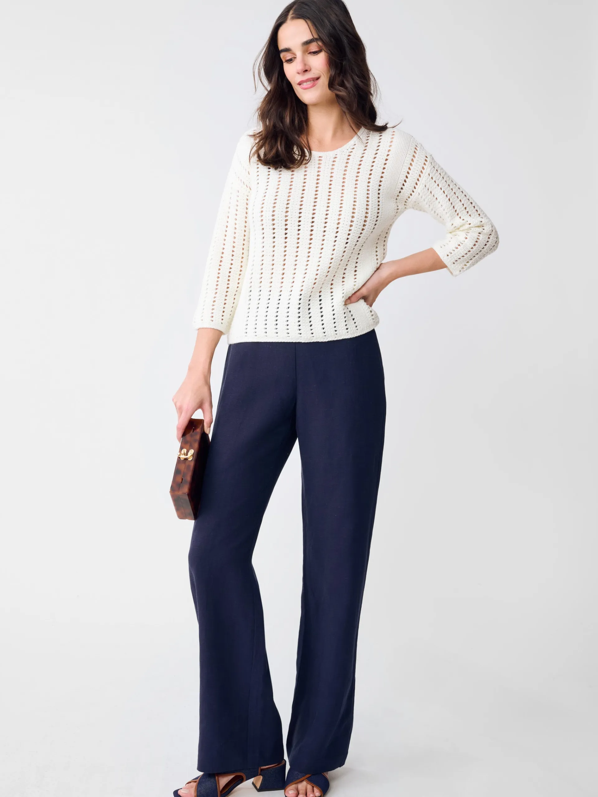 J.McLaughlin Kilian Linen Blend Pants Navy Flash Sale