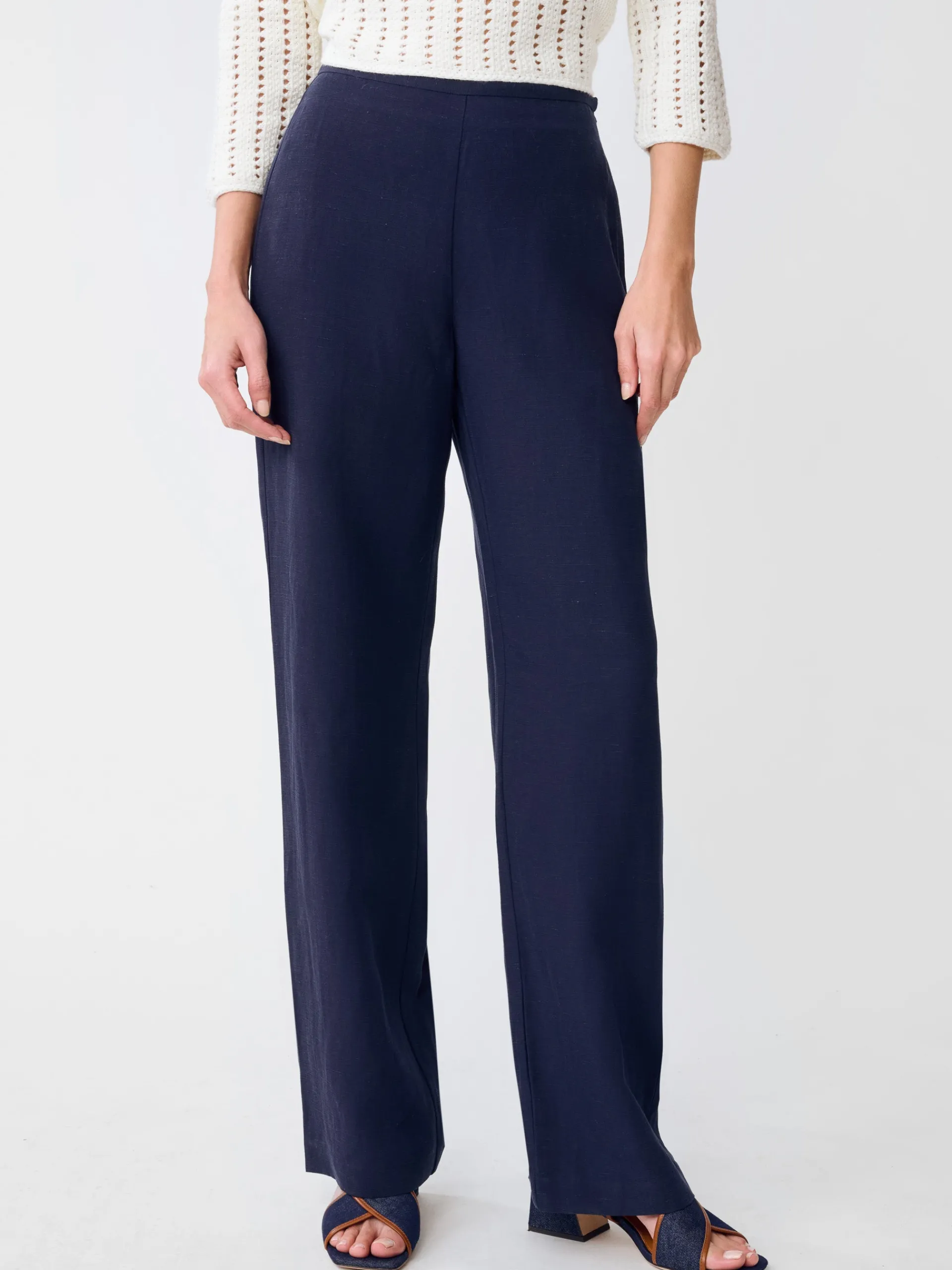 J.McLaughlin Kilian Linen Blend Pants Navy Flash Sale