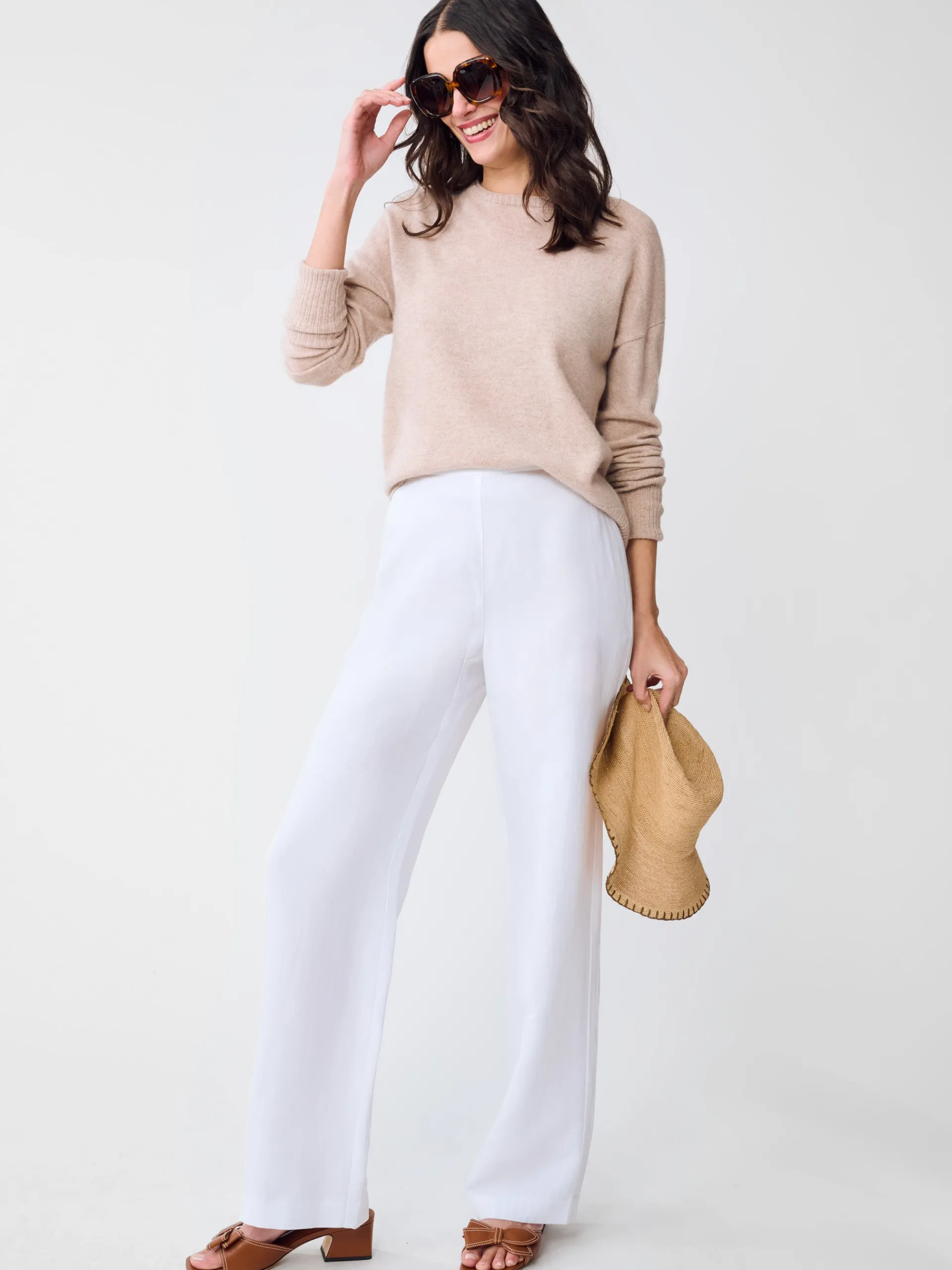 J.McLaughlin Kilian Linen Blend Pants White Sale