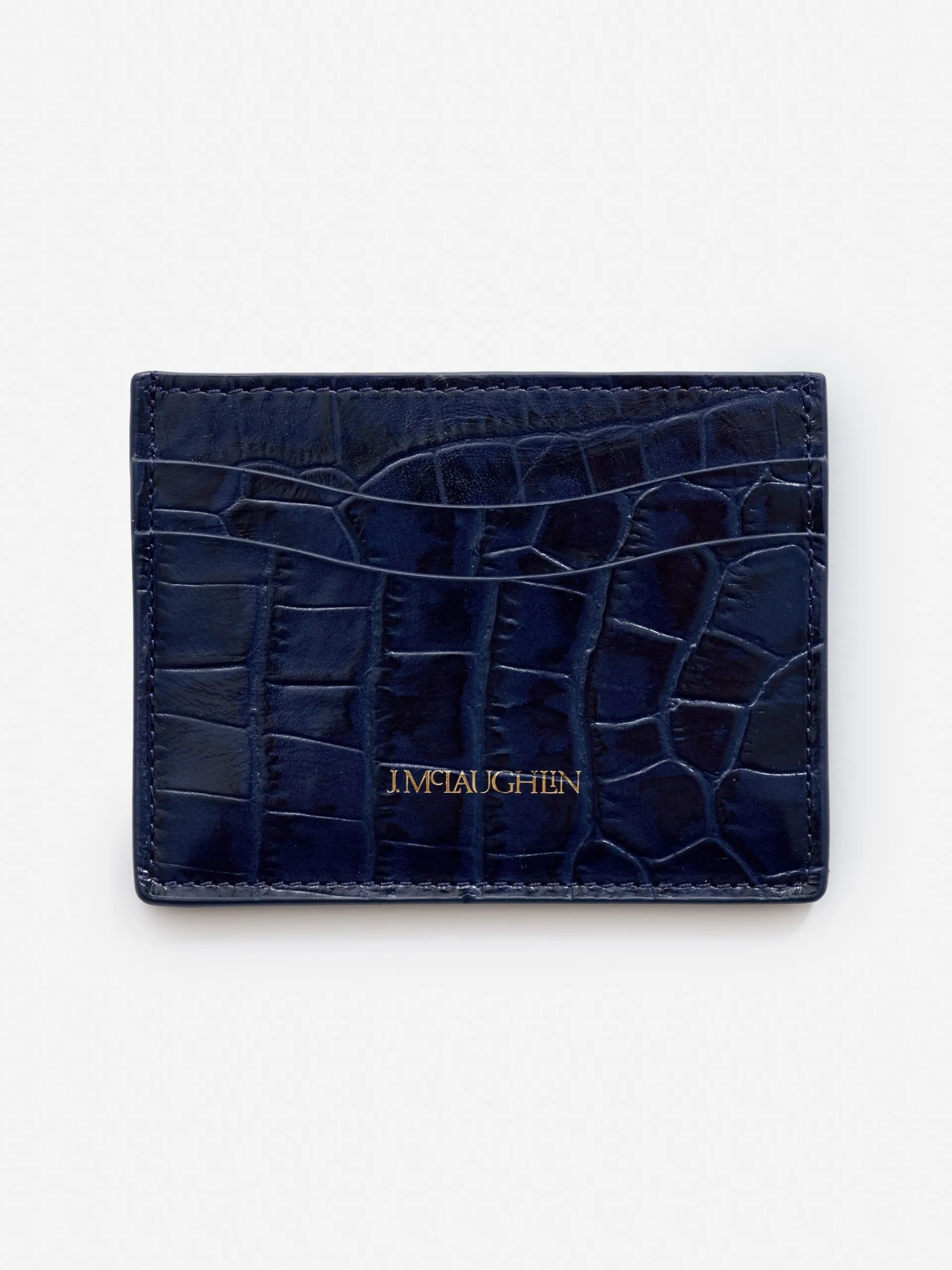 J.McLaughlin Leather Cardcase in Croc DeepBlue Shop